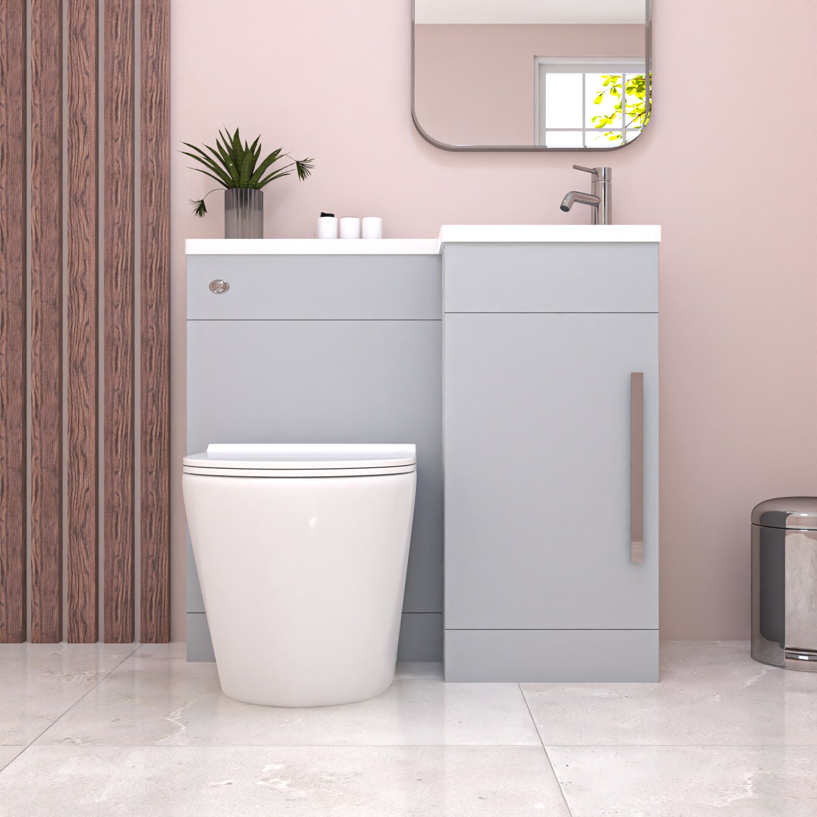 Alaska Matte Grey 900mm L-Shape Right Hand Vanity Unit & Toilet