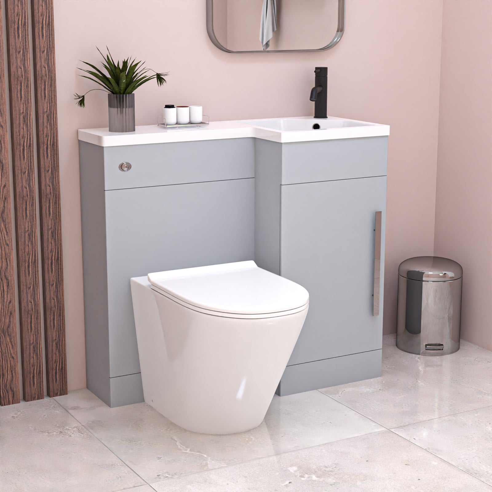Alaska 900mm Matte Grey Right Hand WC Basin Vanity and Toilet Unit