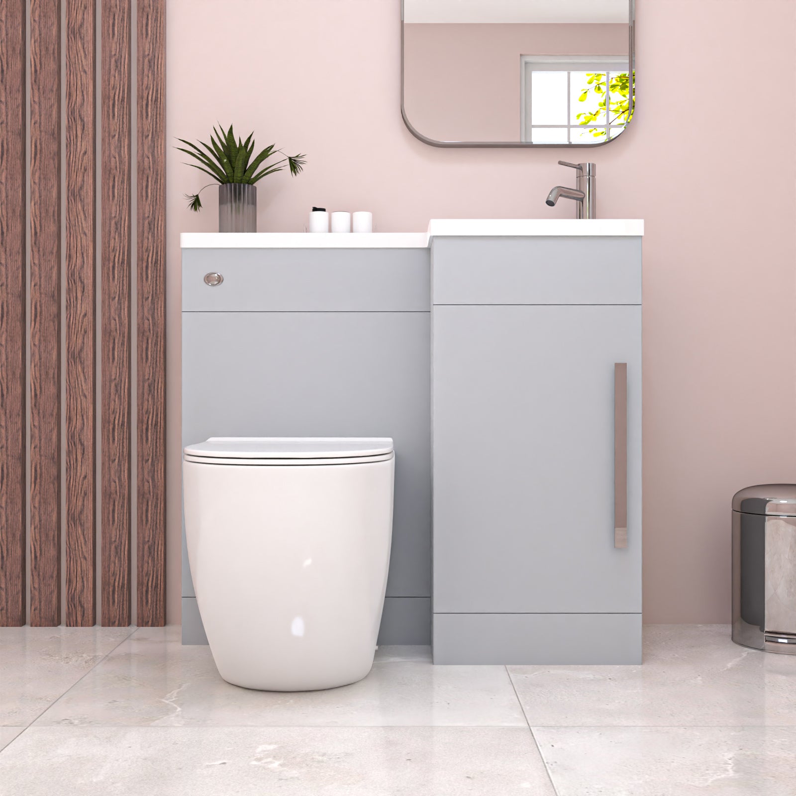 Alaska Matte Grey RH Flat Pack Vanity WC Unit with Resin Basin & BTW Toilet