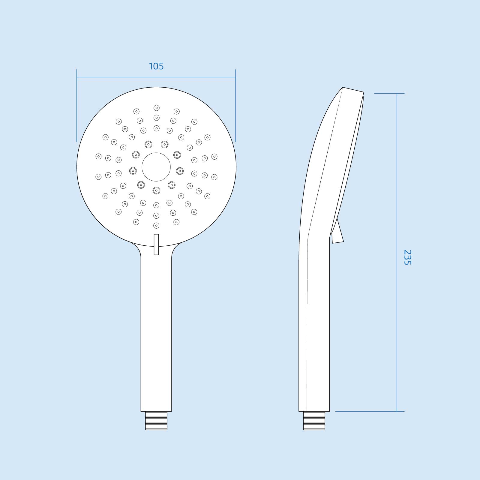 Round Handheld Shower Head, Shower Hose and Wall Mount Holder