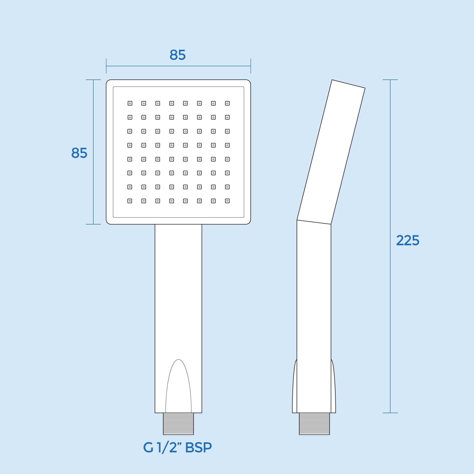 Shower Universal Bathroom Square Modern Fixed Handheld Chrome Abs Handset