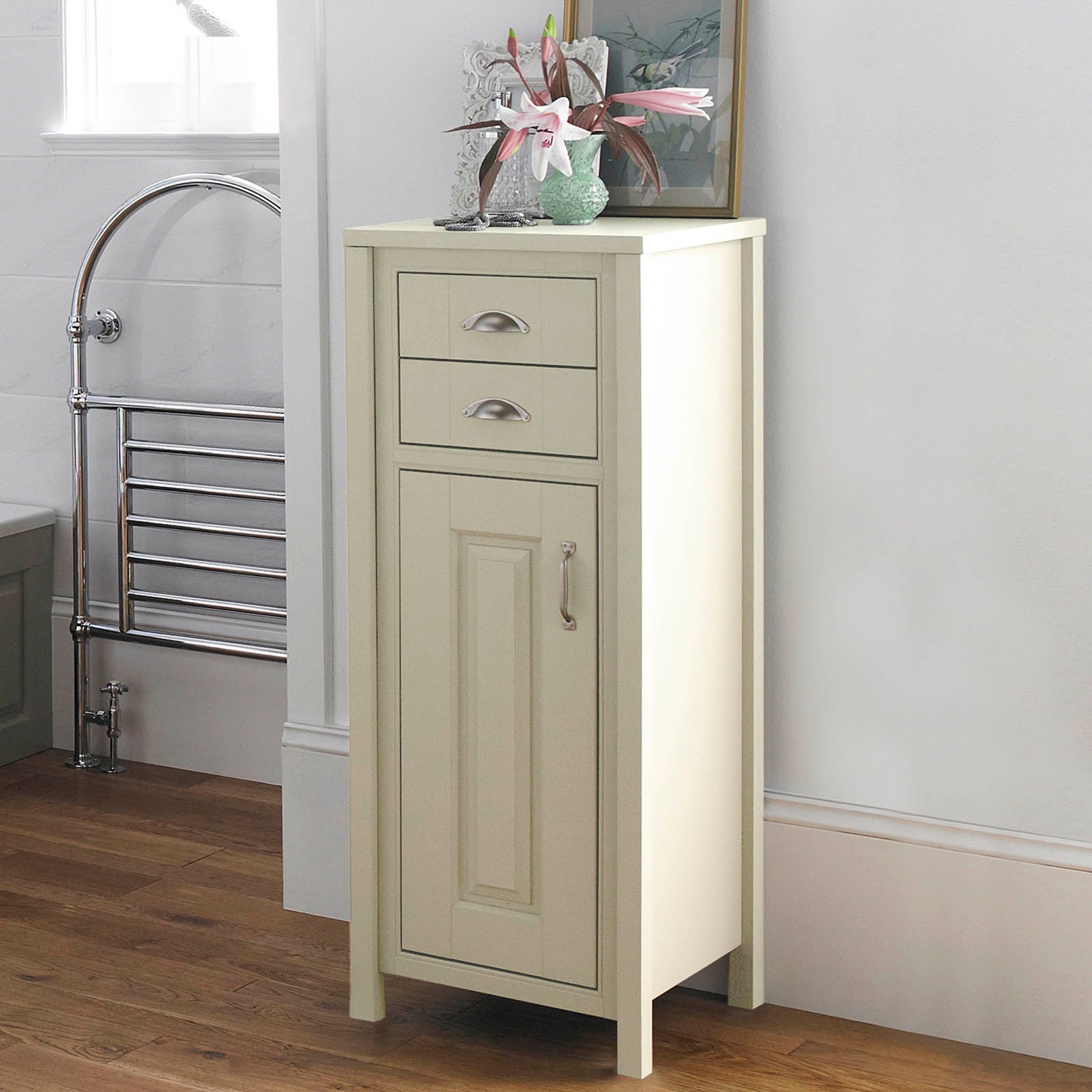 Chiltern 500mm Traditional Freestanding Tall Boy Storage Unit Stone Grey