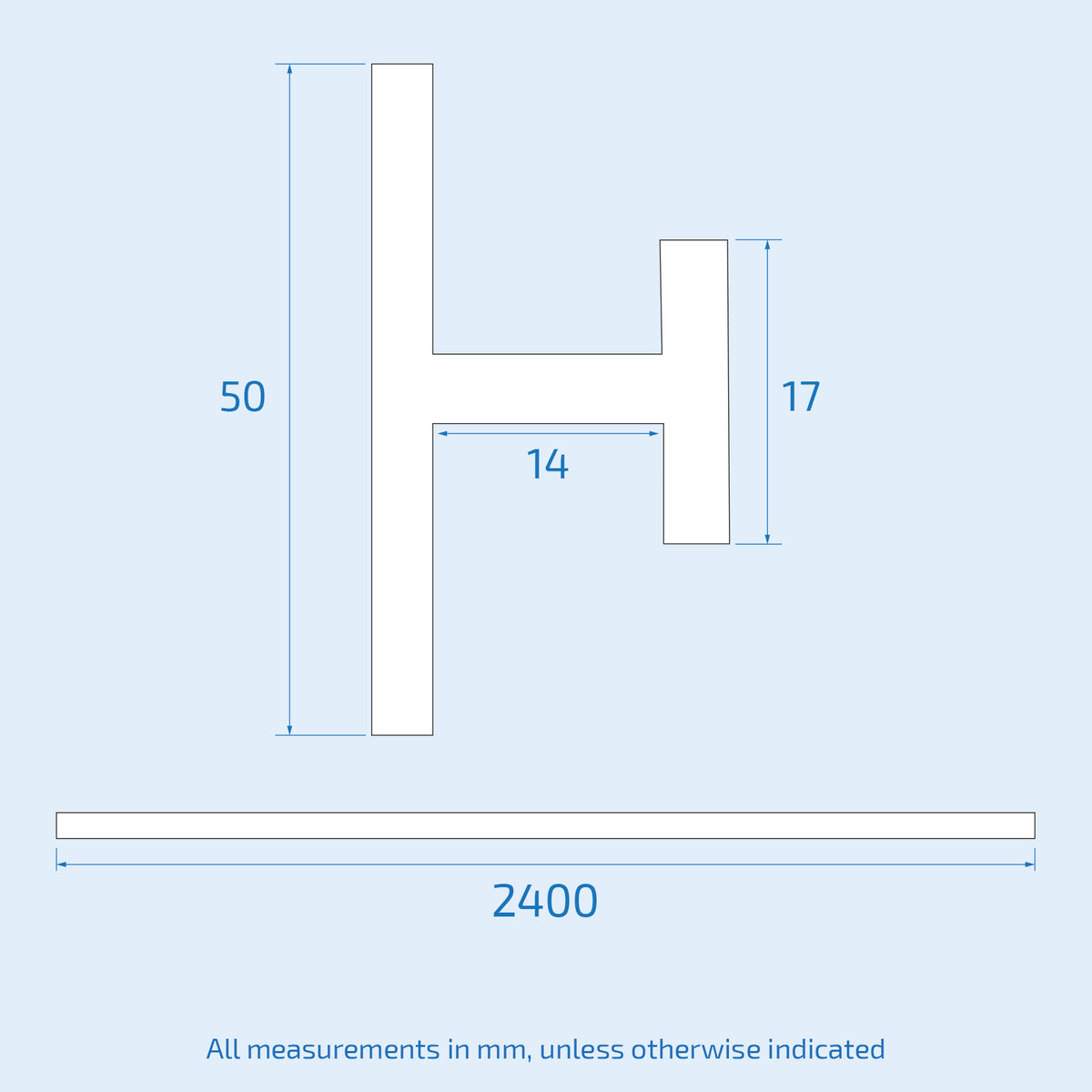 Cladding H Joint Trim 2400mm x 10mm - Black