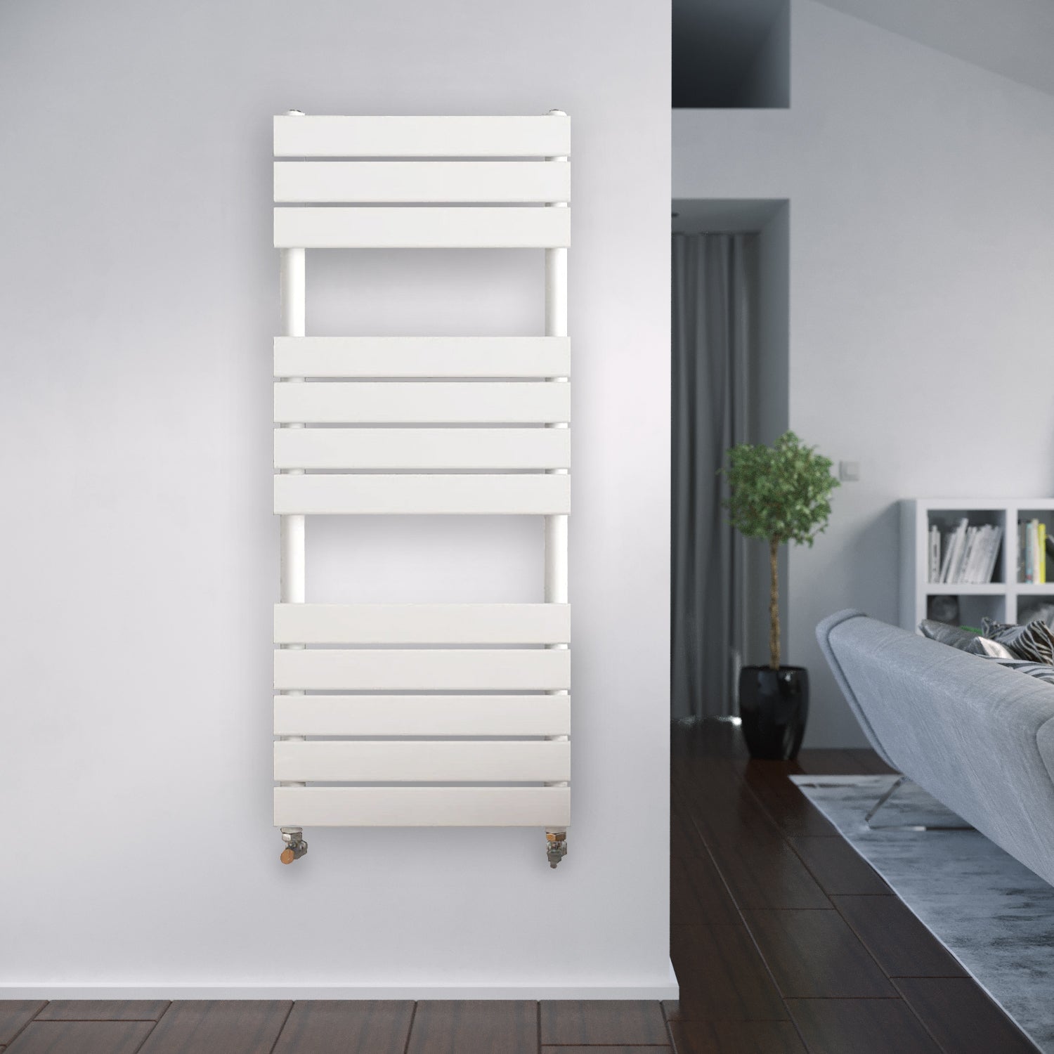 Designer Towel Rail Radiator 1200 X 500 mm Horizontal Straight White