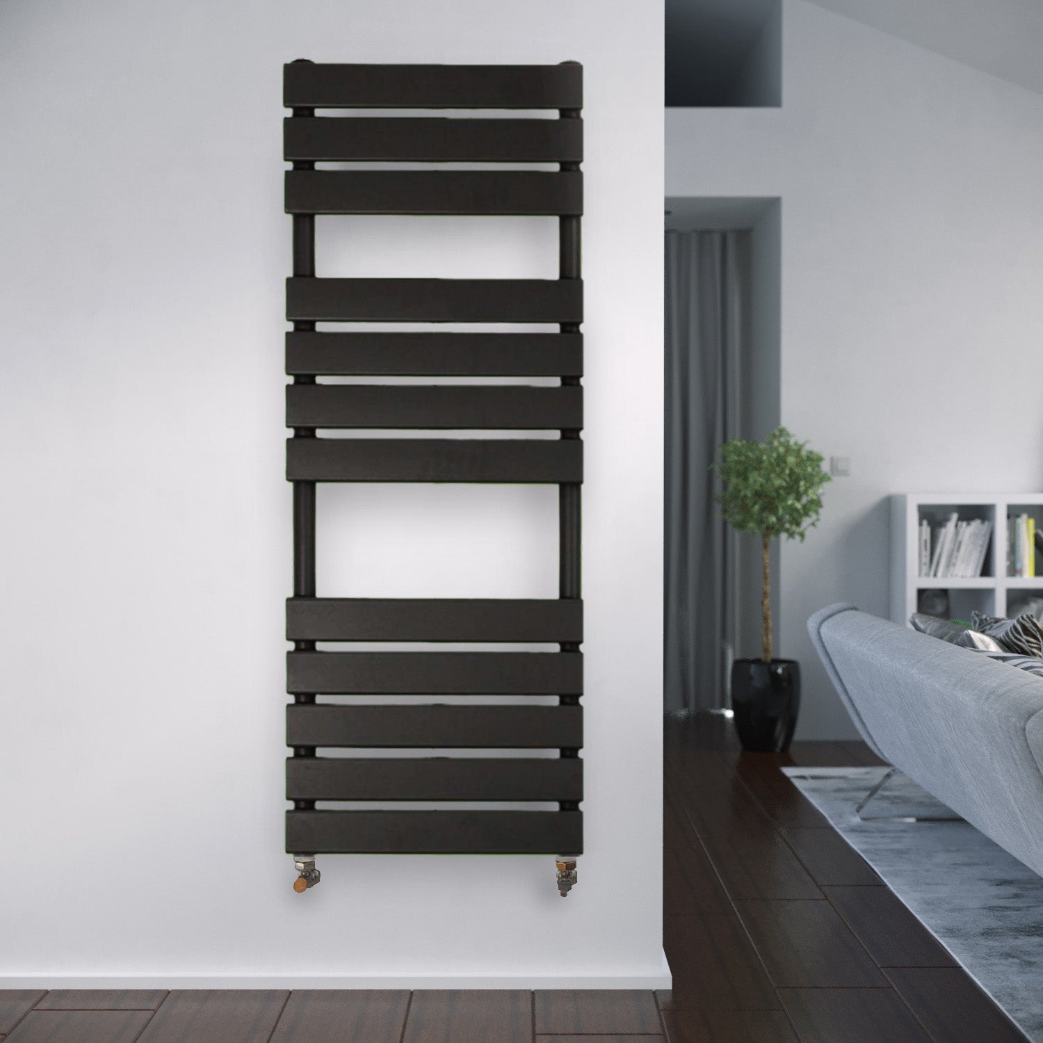 Honeywell 1200 X 500 mm Matte Black Flat Panel Towel Radiator