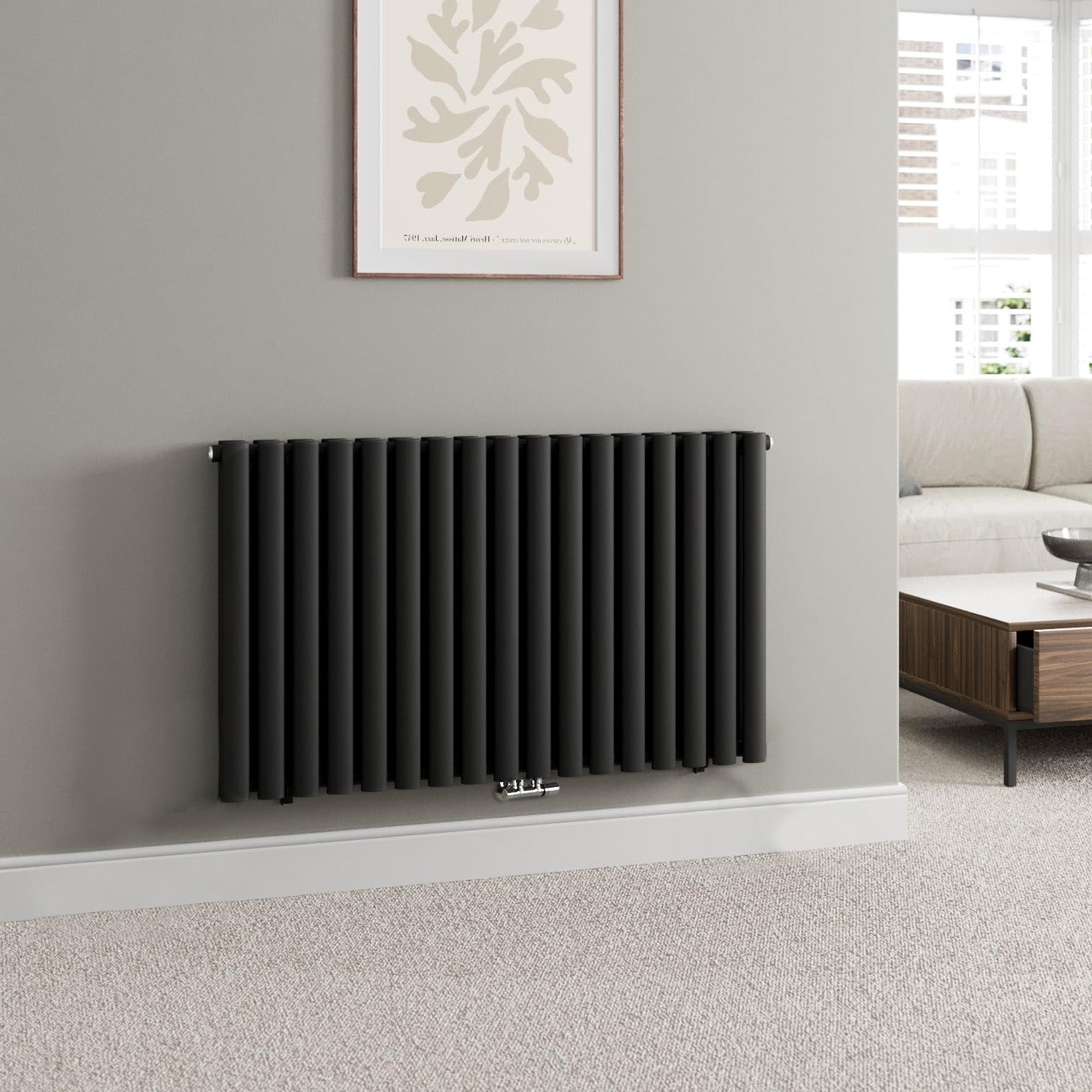 Vertical Central Connection Towel Radiator White Single Straight 1600 x 600 mm