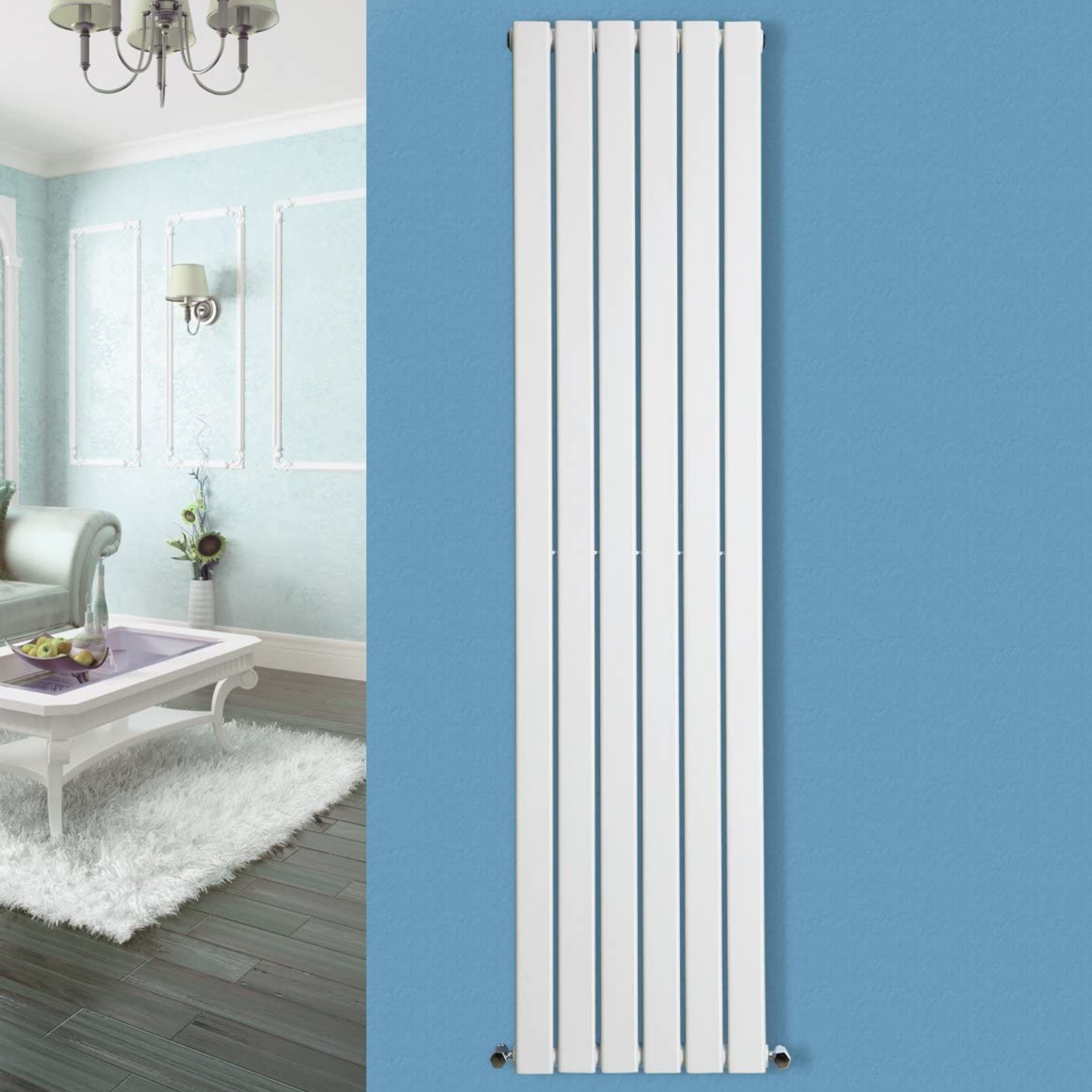 Designer Radiator 1800 X 410 mm Vertical Single Oval Tube White