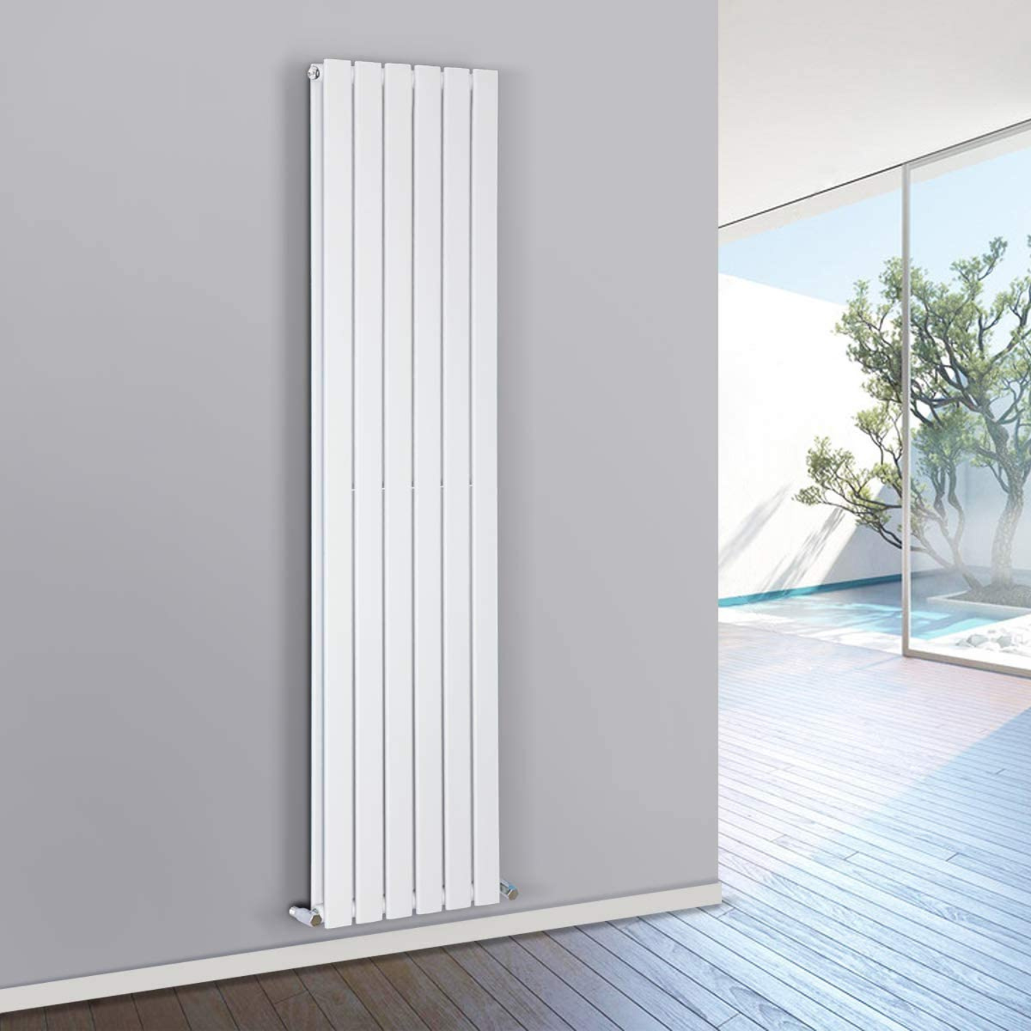 Designer Radiator 1800 X 410 mm Vertical Double Oval Tube White