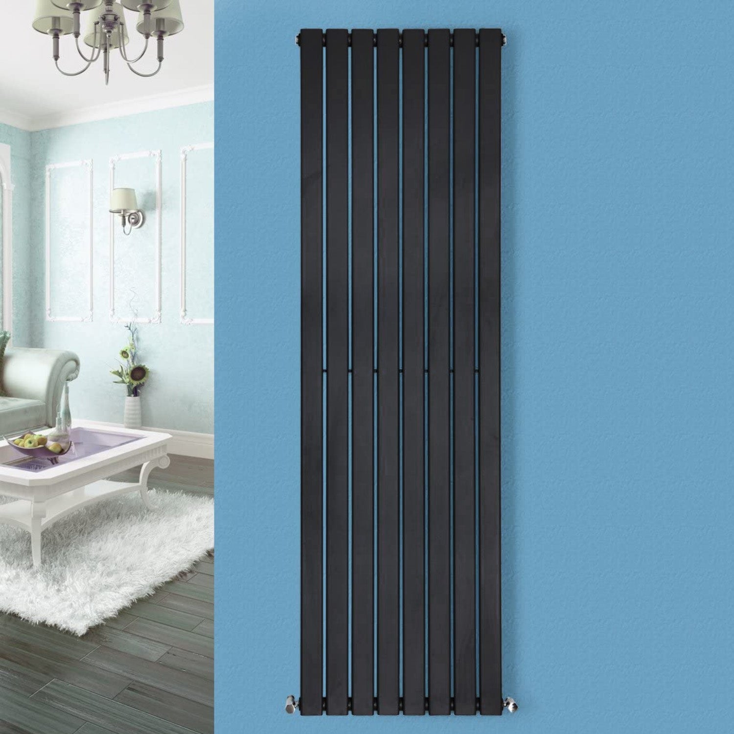 Designer Radiator 1800 X 546 mm Single Flat Panel Matte Black