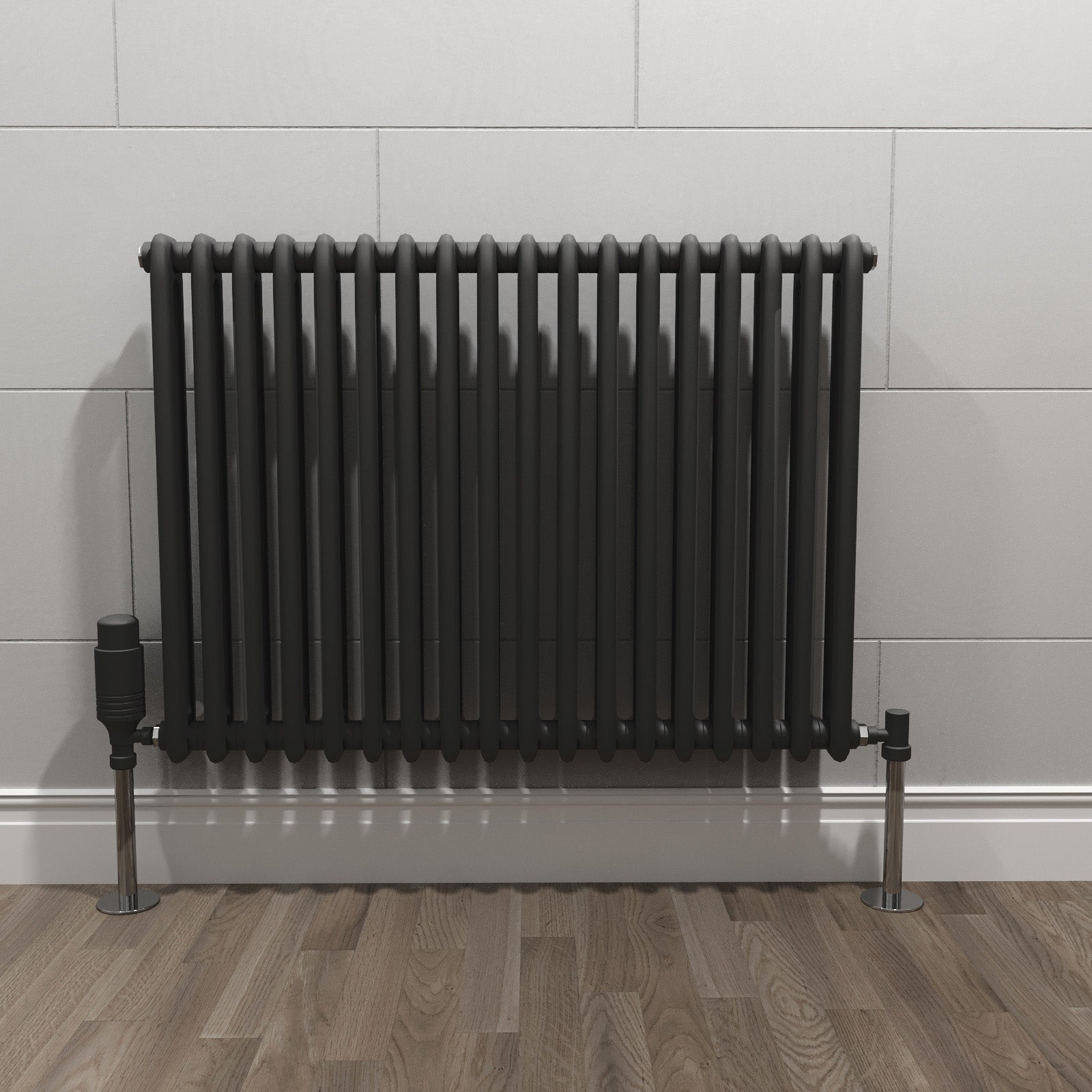Matte Black Double Traditional Radiator 600 x 828 mm