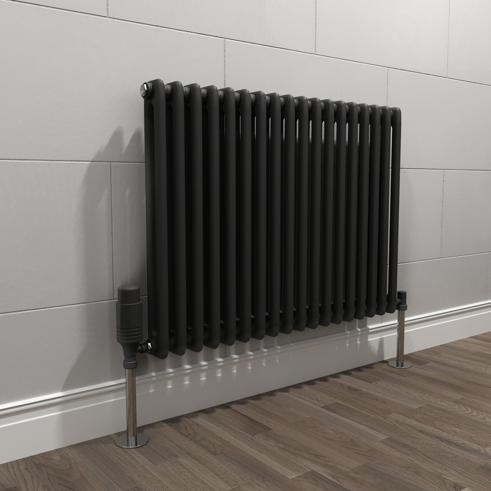 Matte Black Double Traditional Radiator 600 x 828 mm