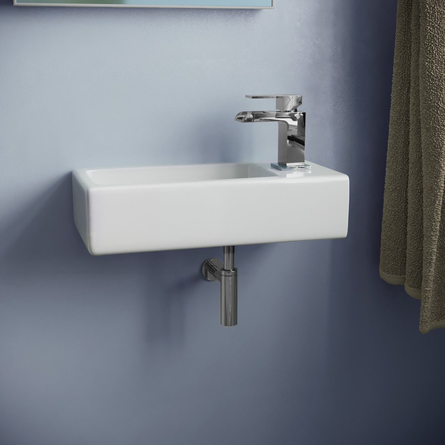 Alvey Wall Hung Right Handed Cloakroom 360mm Basin Sink, Fittings Included