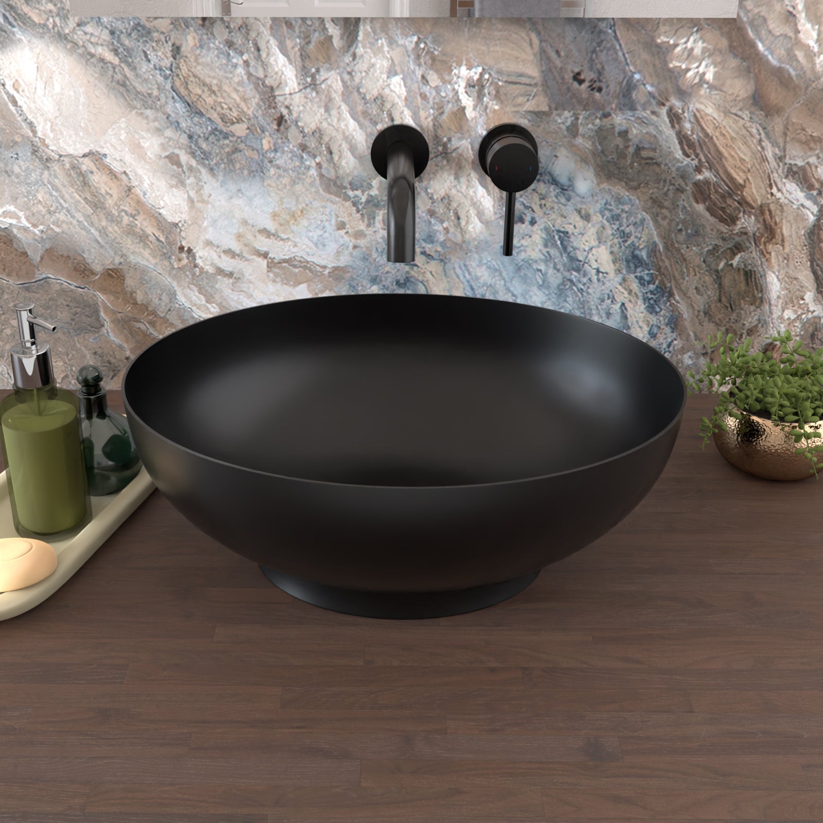 Blacon 410mm x 335mm Countertop Basin Oval Matte Black