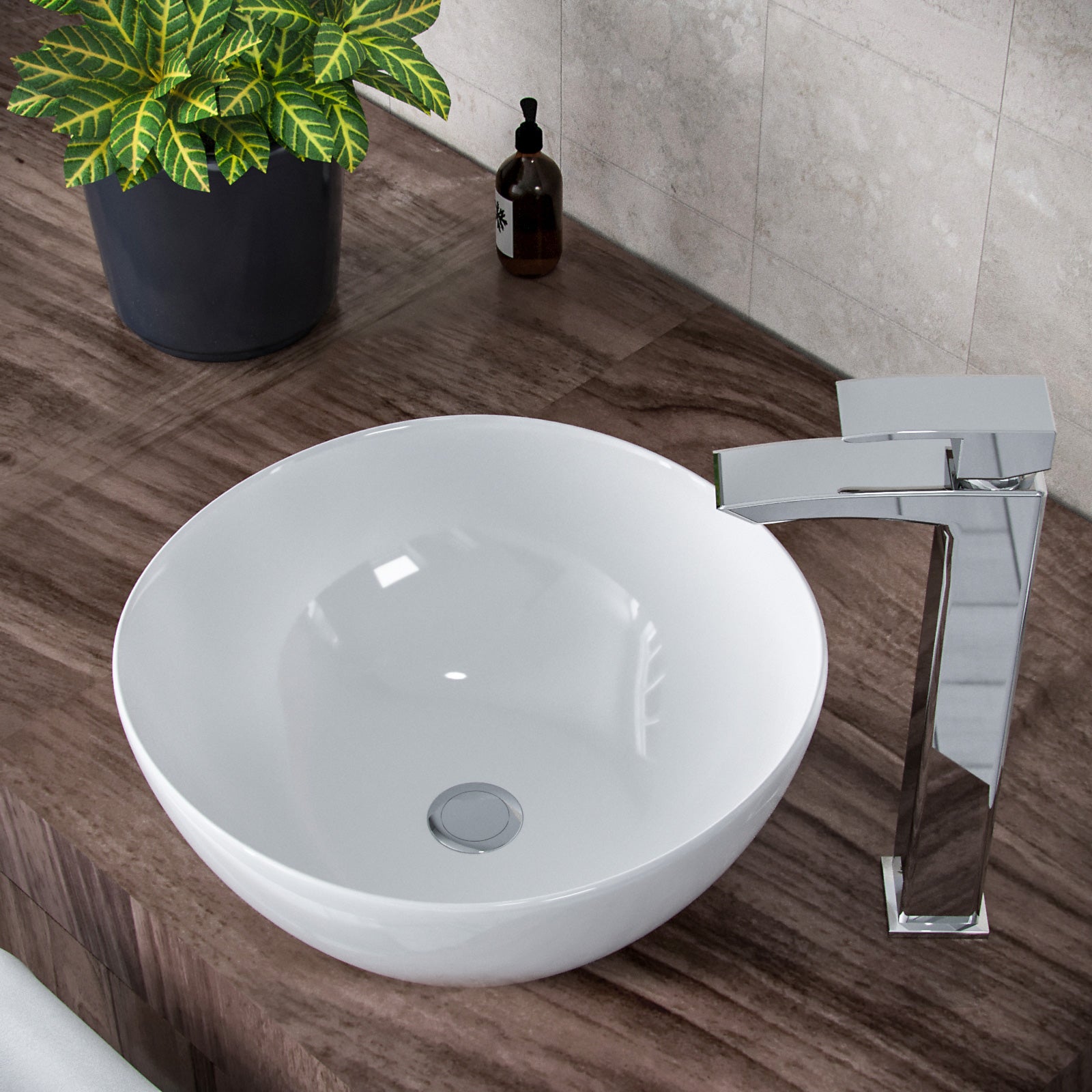 Etive 320mm Round Countertop Basin White
