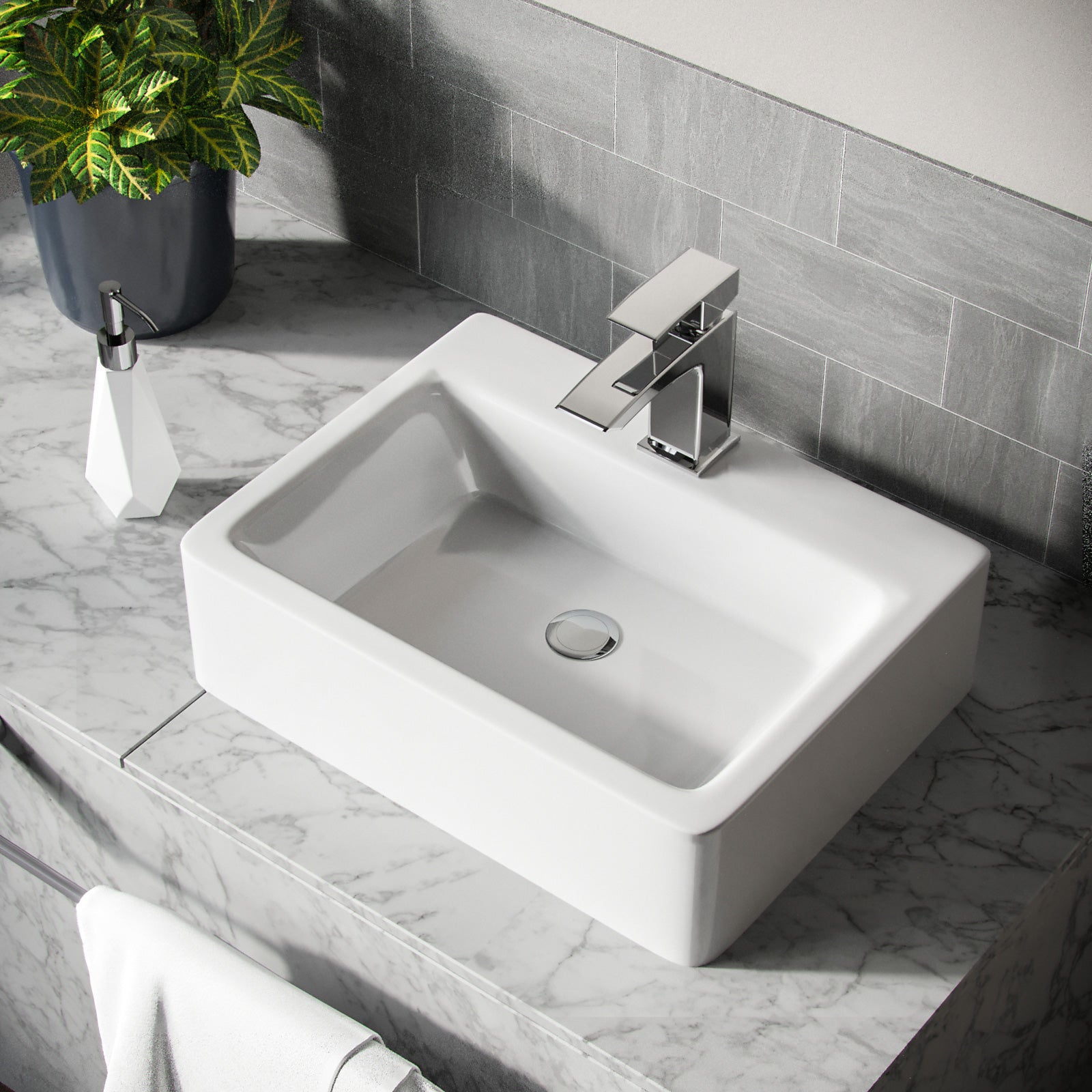 Leven 420 x 320mm Cloakroom Rectangle Counter Top or Wall Hung Basin