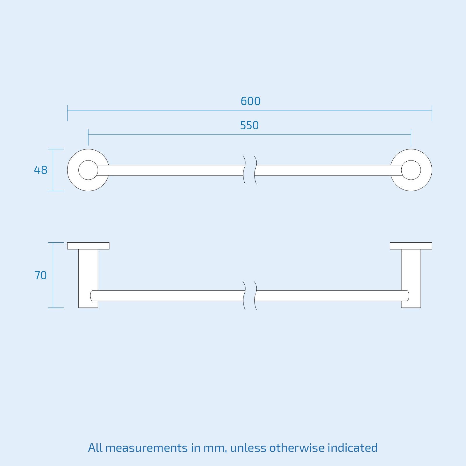 Modern Round Black Matte Single Towel Bar