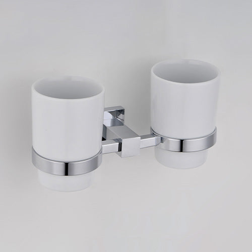 Double Square Glass Tumbler Chrome