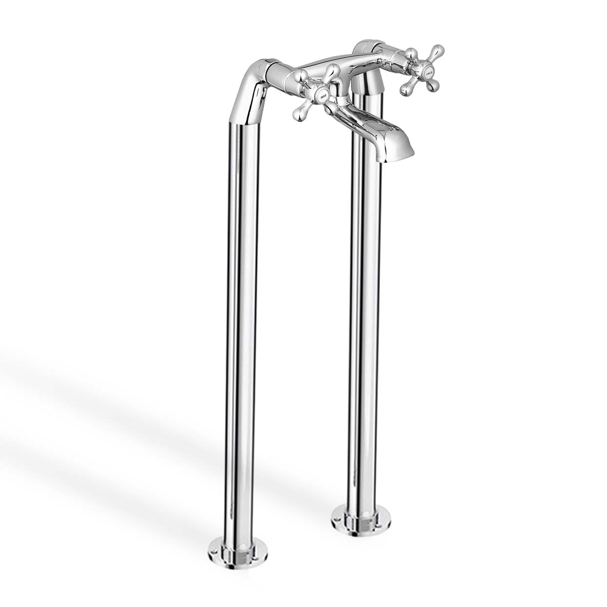 Stafford Traditional Freestanding Chrome Cross Head Bath Filler Tap