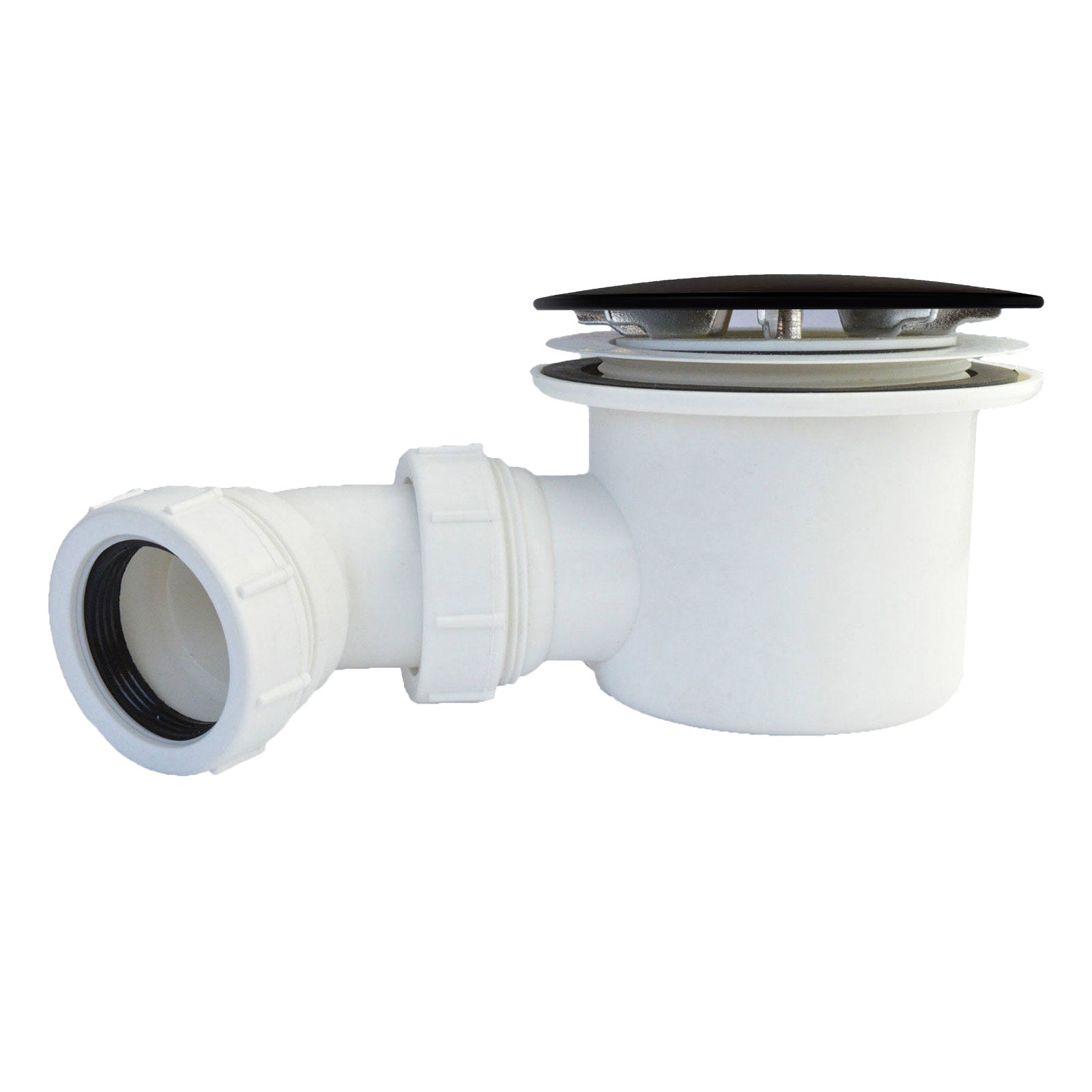 Black Cover Low Profile Shower Tray Waste Trap Easy Removable