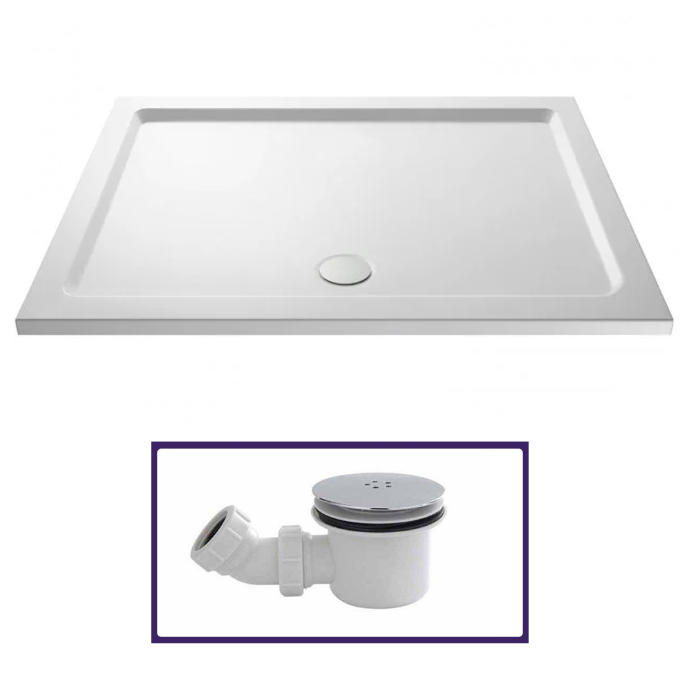 Large Slimline 1400 x 700 Wetroom Rectangle Shower Tray and Low Profile Waste