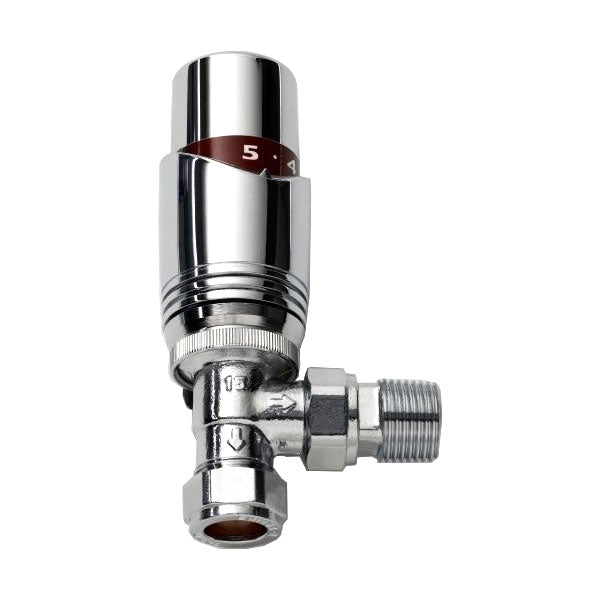 TRV Angled Modern Radiator Valve 15mm