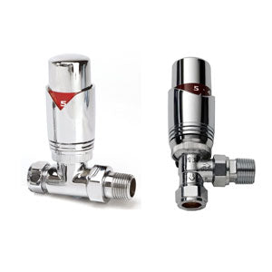TRV Angled Modern Radiator Valve 15mm