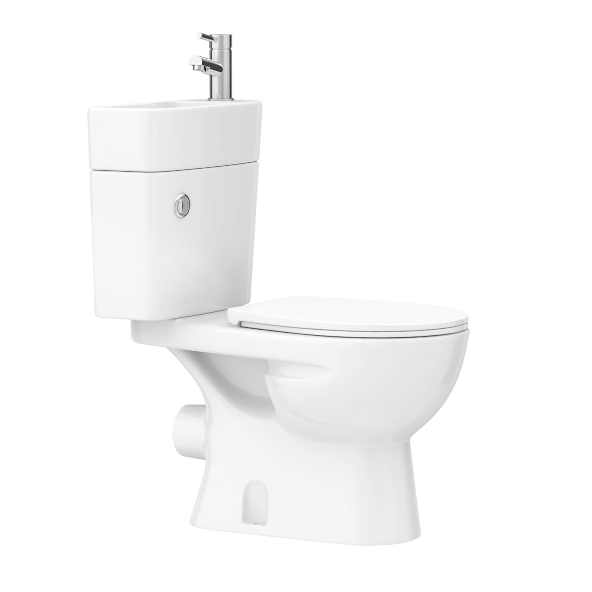 Promo Modern 2 in 1 Compact Combo White Basin and Close Coupled Toilet