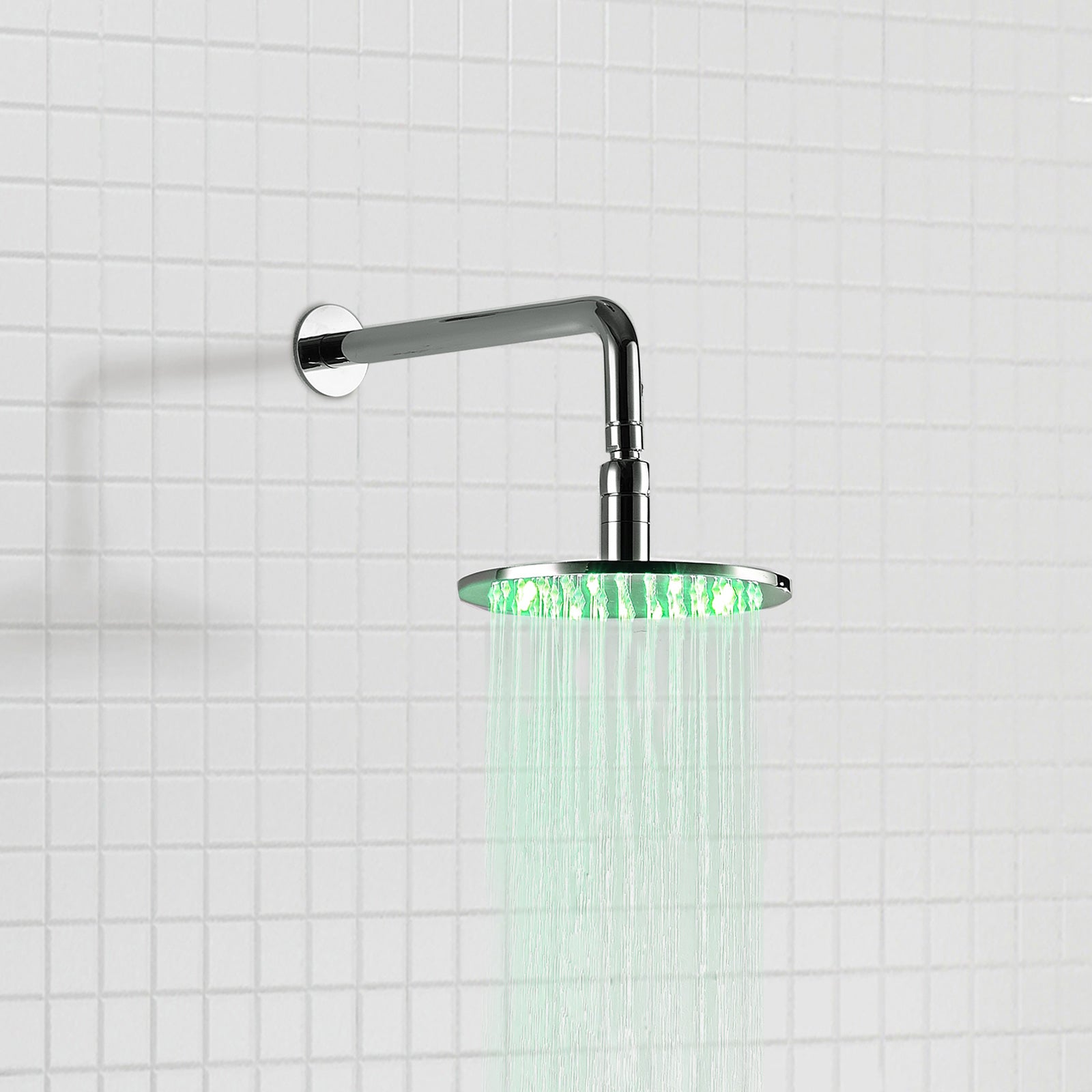 Plum 2 Dial 2 Way Modern Chrome Round Set Led Shower Head & Handset