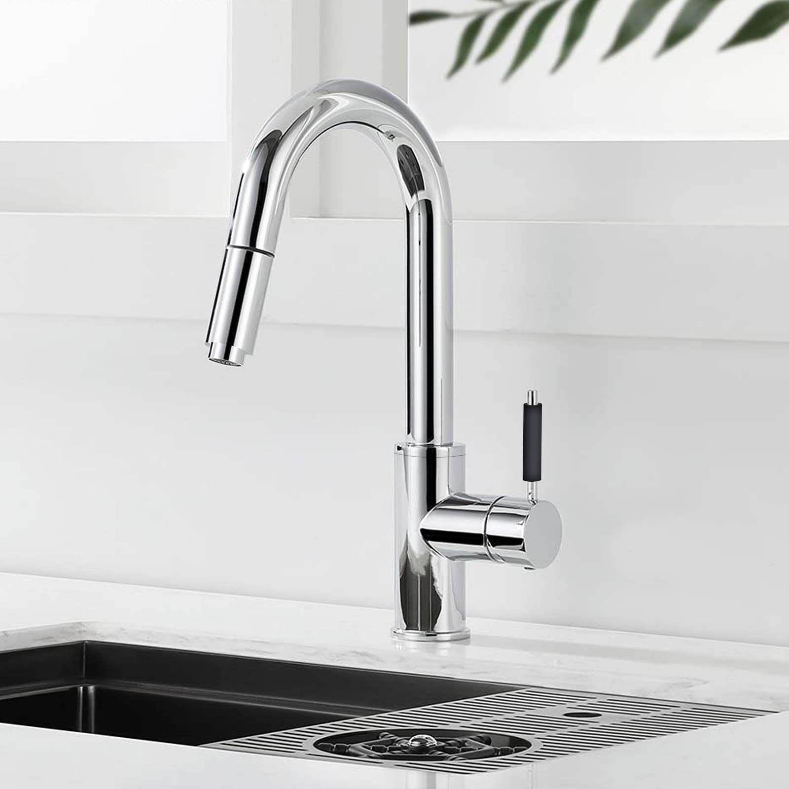 Victoria Chrome Single Lever Mono Mixer Pull Out Kitchen Tap