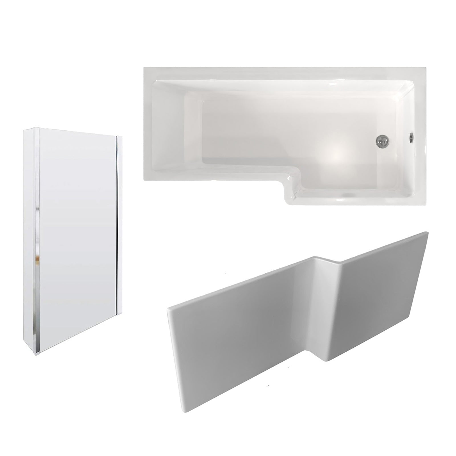 Modern Bathroom L-shape Shower Right Hand Bath Screen And Front Panel