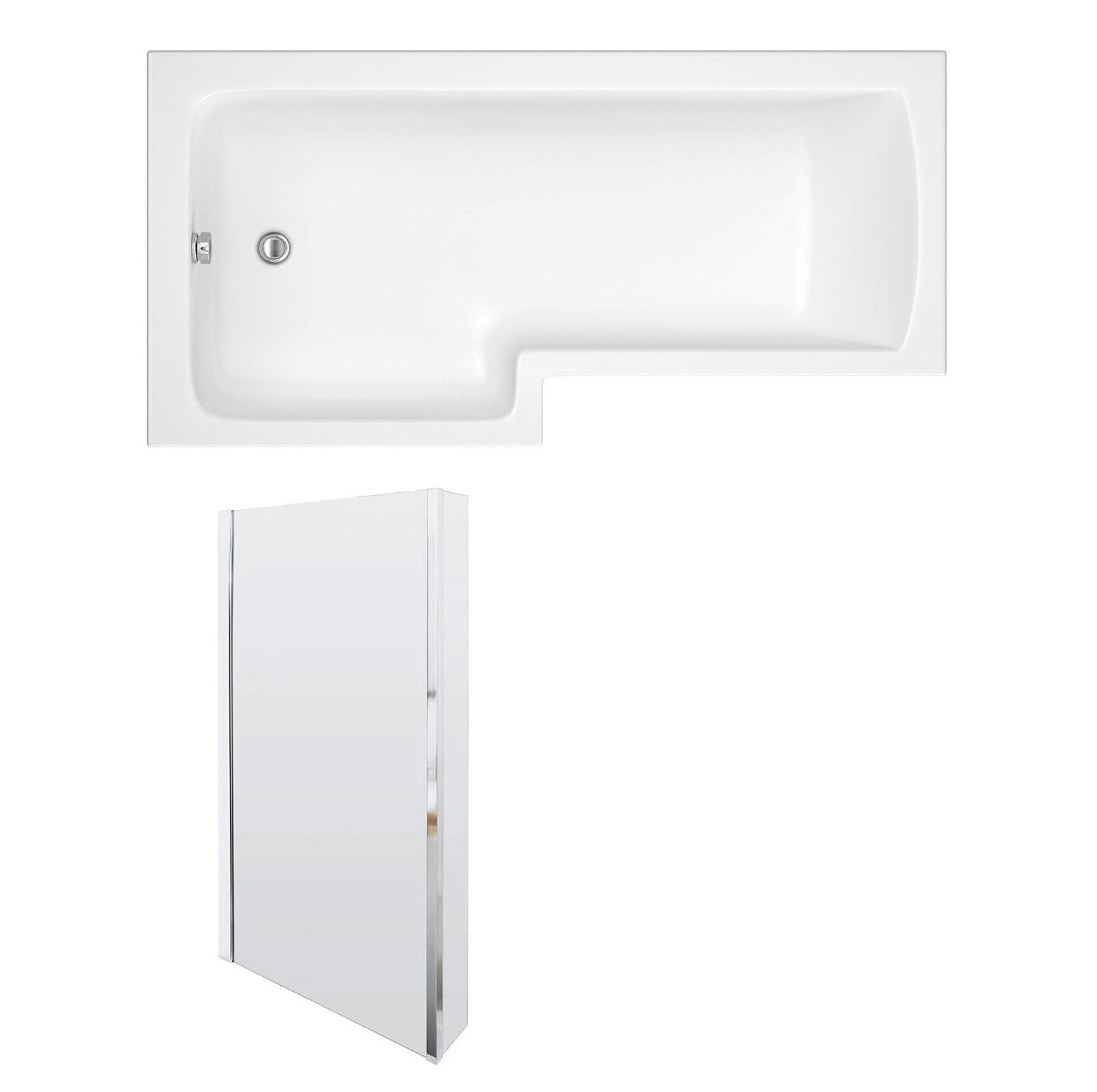 Portland 1700 x 850mm Left Hand L Shaped Shower Bath With Shower Screen