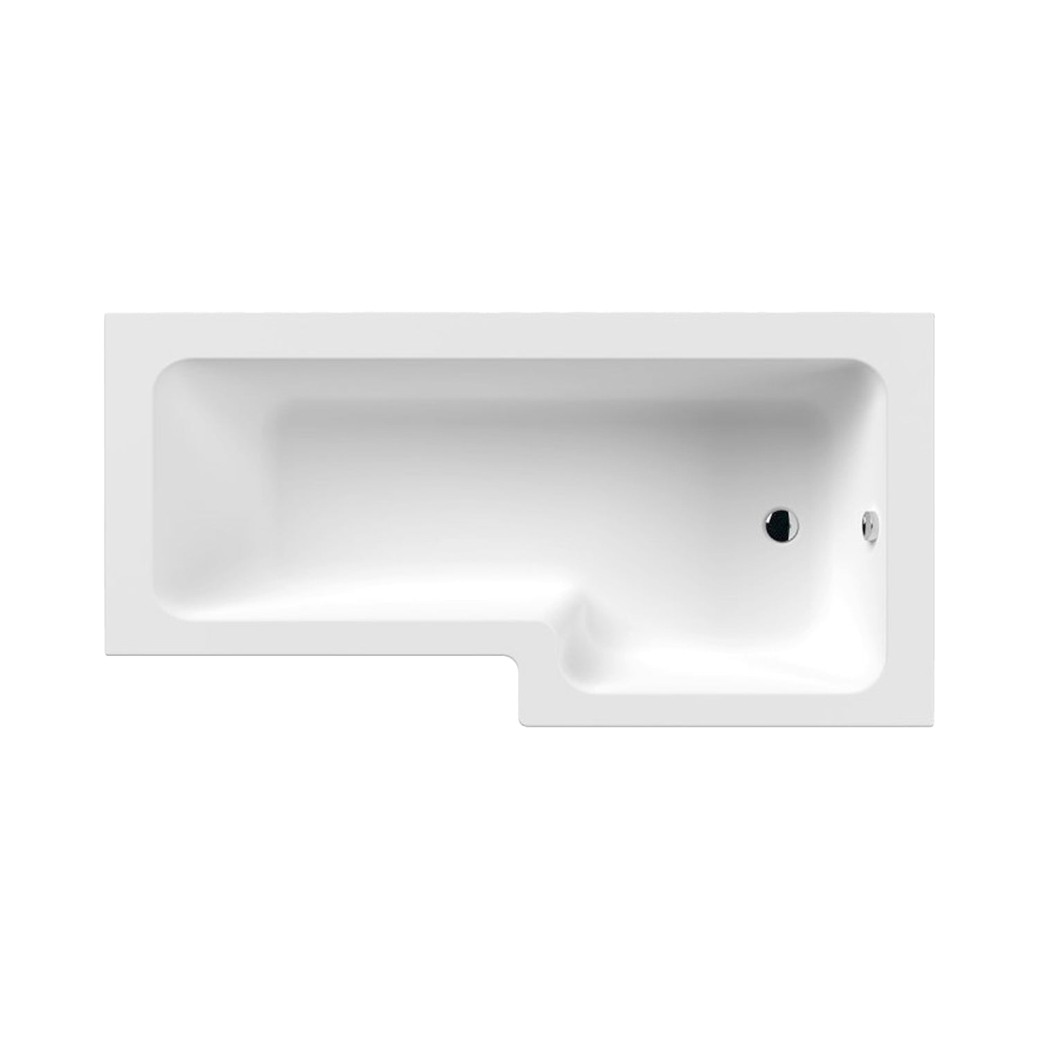 1700 x 850mm Acrylic Square L Shaped Shower Bath - Right Hand