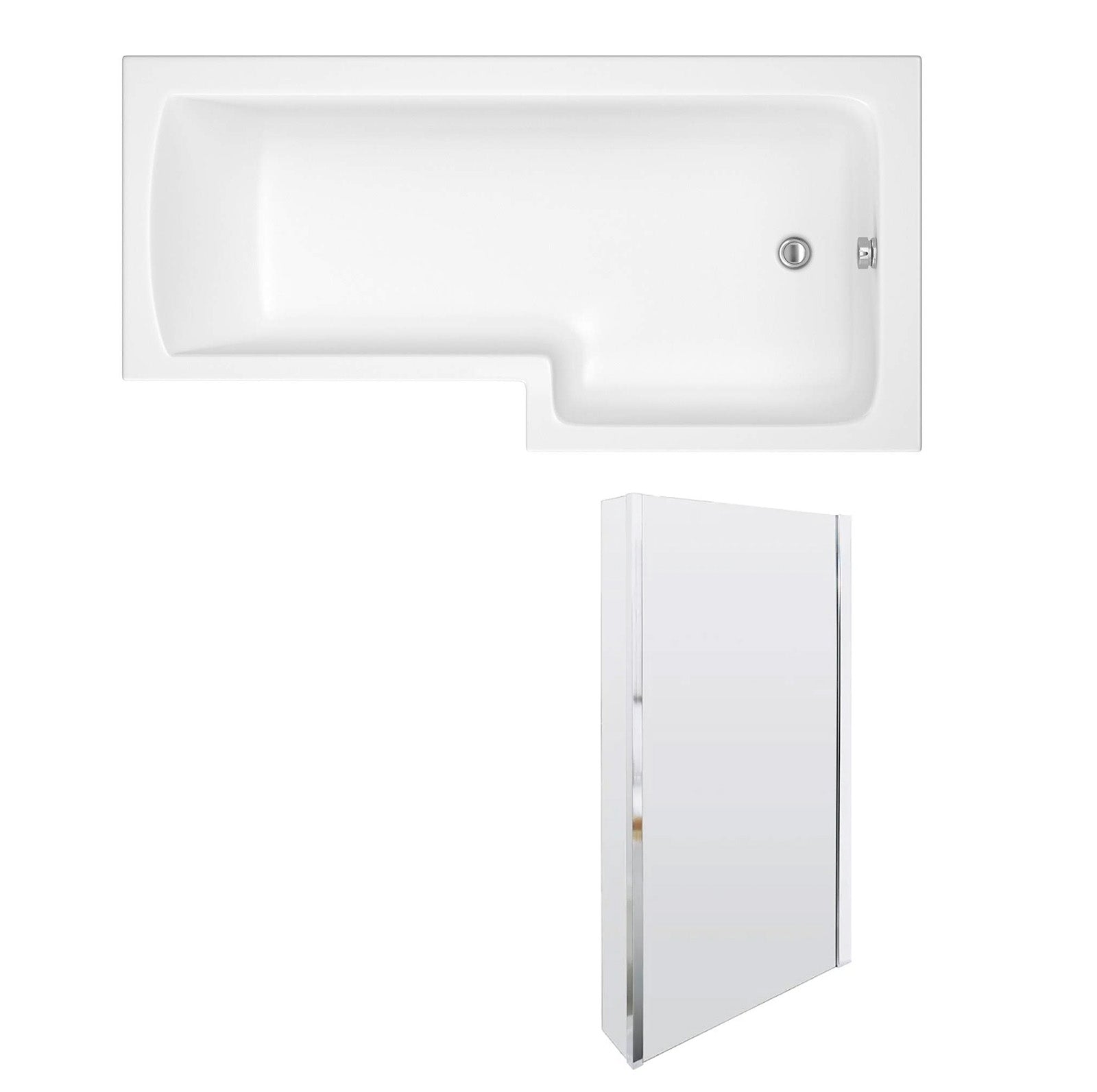 Portland 1700 x 850mm Right Hand L Shaped Shower Bath With Shower Screen