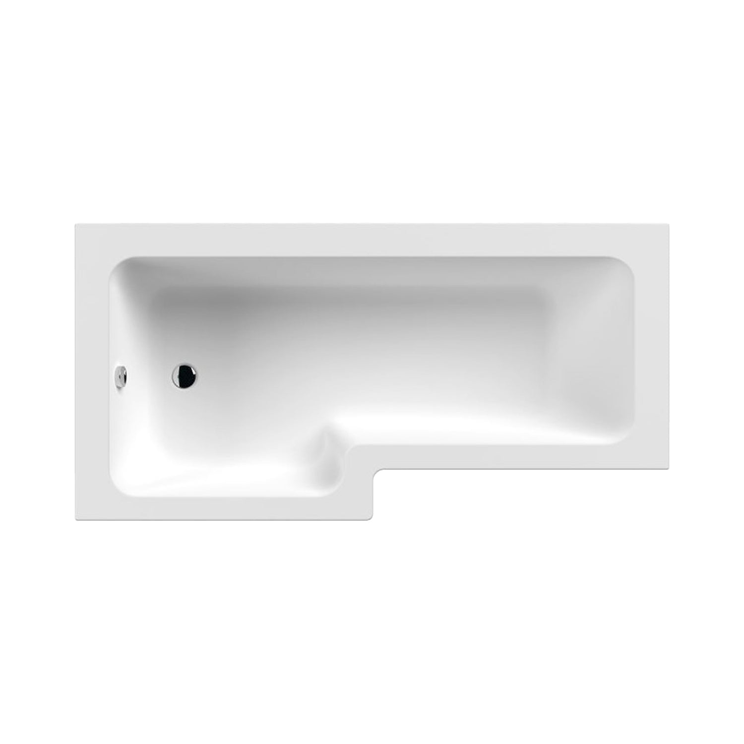 1700 x 850mm Acrylic Square L Shaped Shower Bath - Left Hand