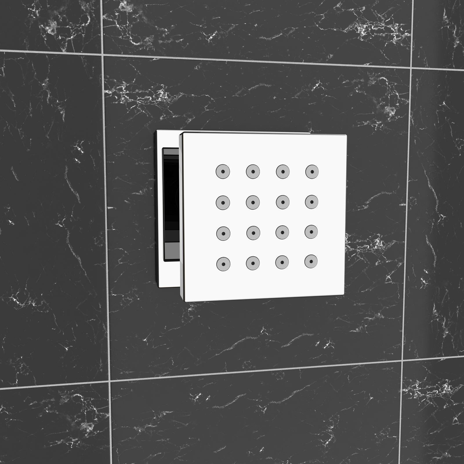 Single Square Chrome Plated Brass Shower Bath Body Massage Jet
