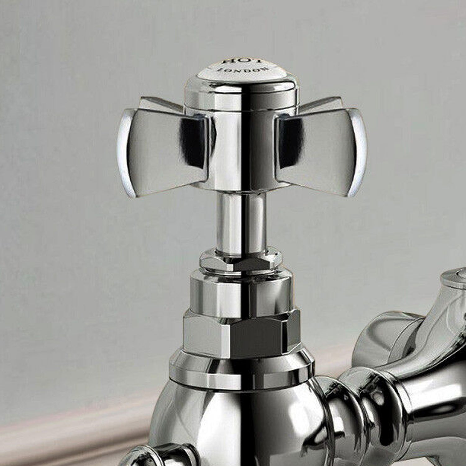 Phillip Bathroom Traditional Chrome Solid Brass Bath Filler Cross Mixer Tap