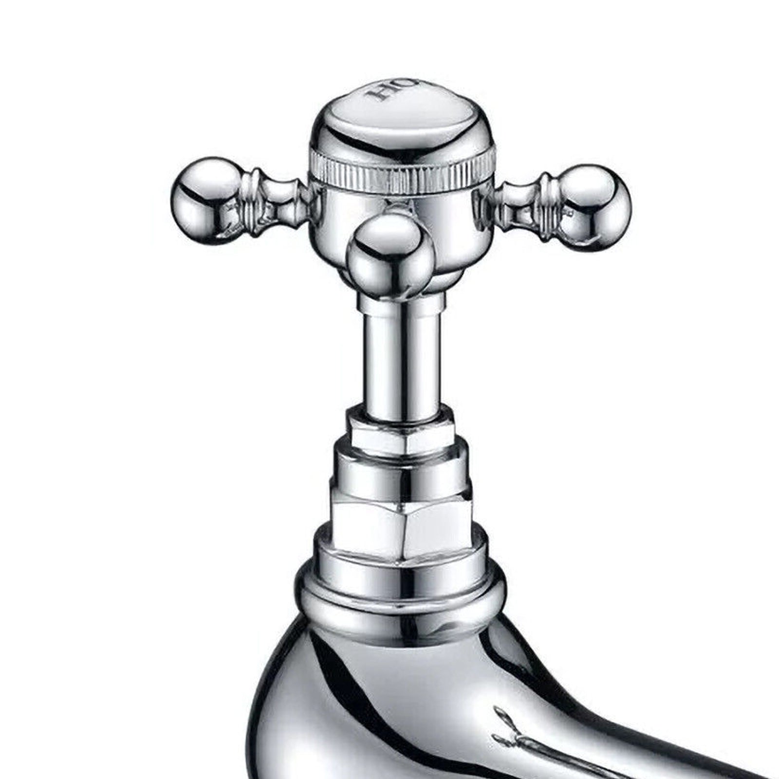Edwardian Traditional Victorian Cross Handle Twin Basin Tap Chrome Hot and Cold