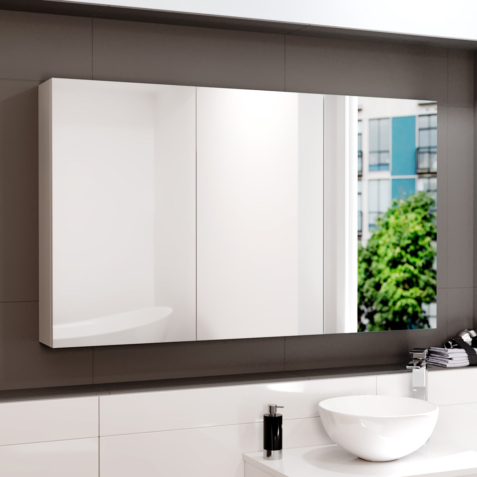 McCann 1200mm Mirror 3 Door Shaving Cabinet White