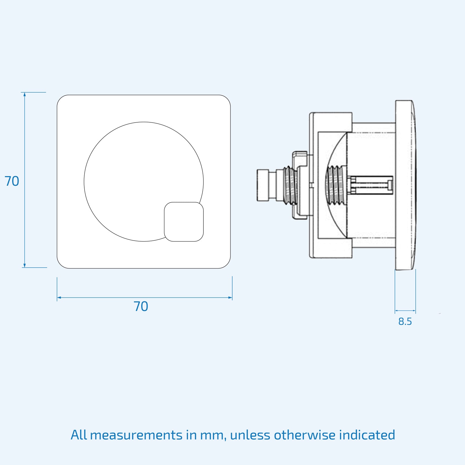 Nuie Square Dual Flush Push Button Black