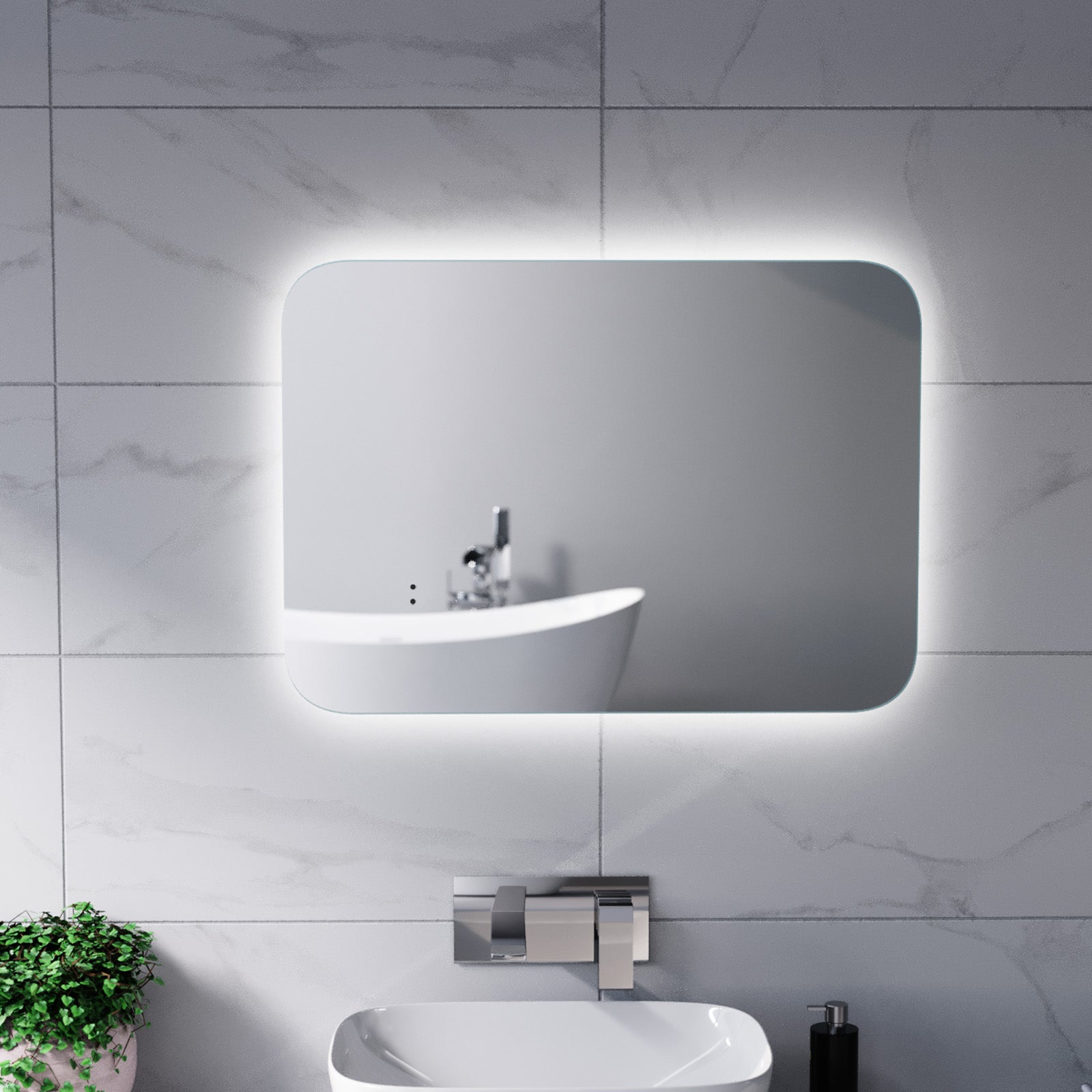 Motion Sensor Bathroom LED Mirror Shaver Socket Demister 500 x 700mm