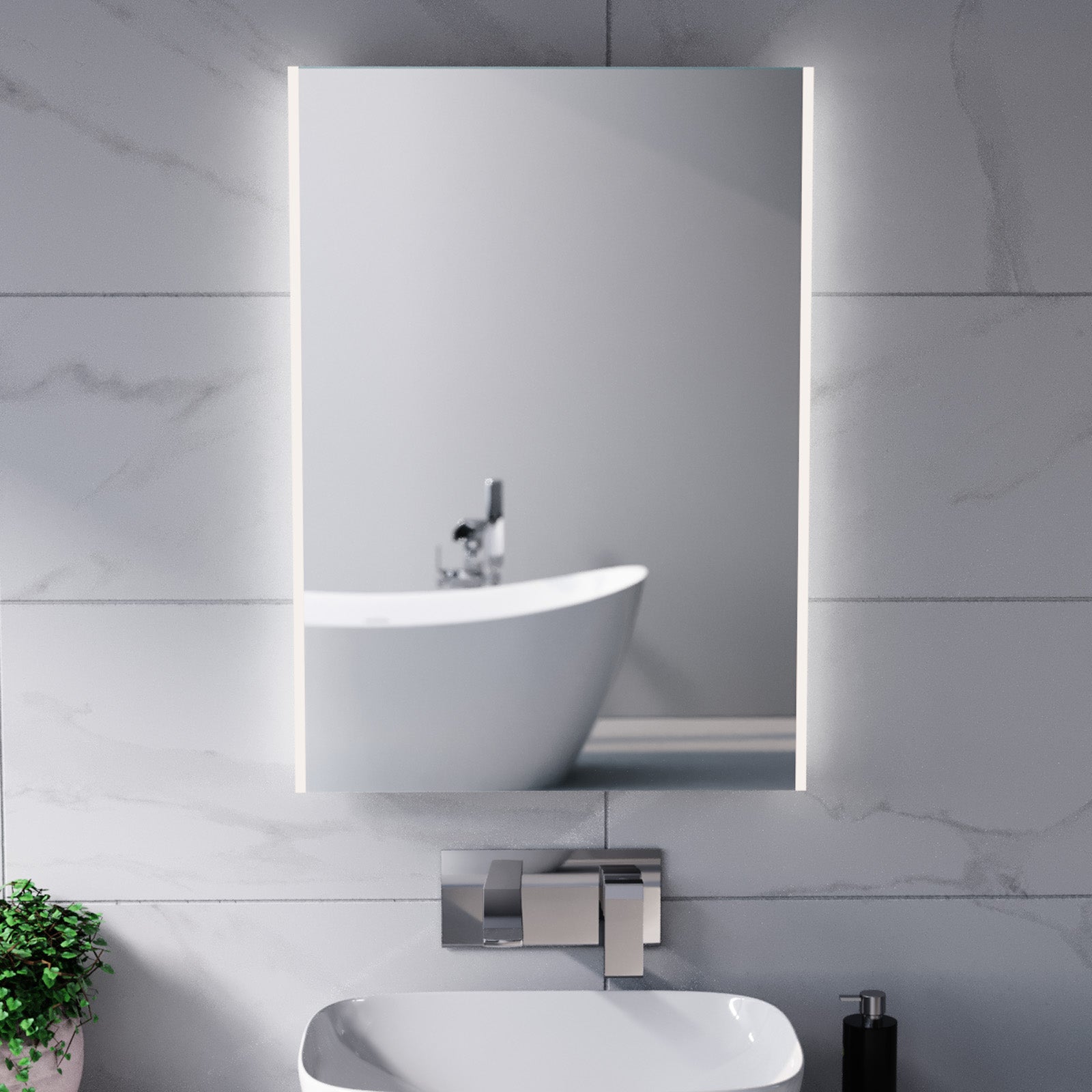 Large Battery Operated LED Backlit Illuminated Bathroom Mirror