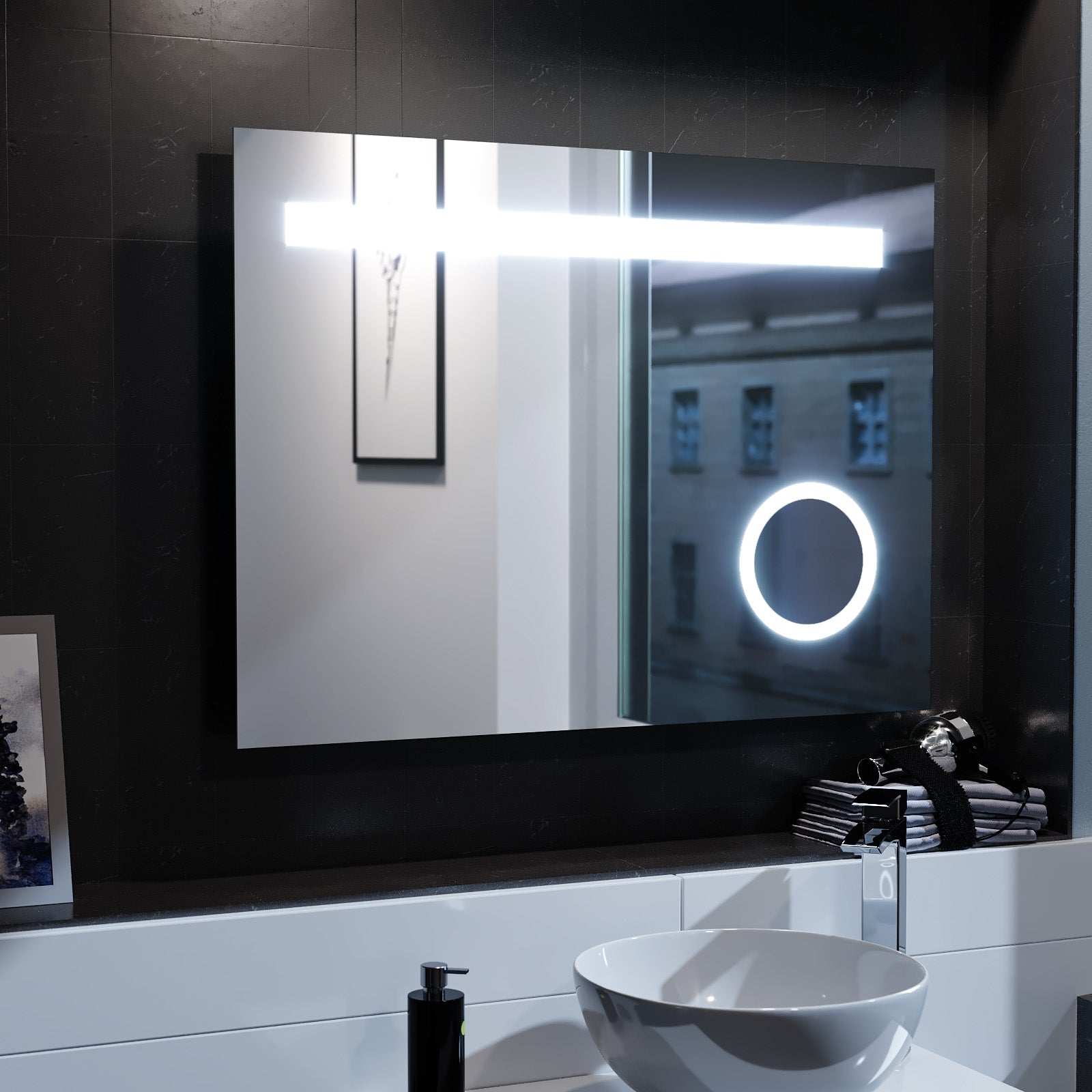 Lawerence Rectangle Illuminated LED 800mm x 600mm Bathroom Mirror Demister