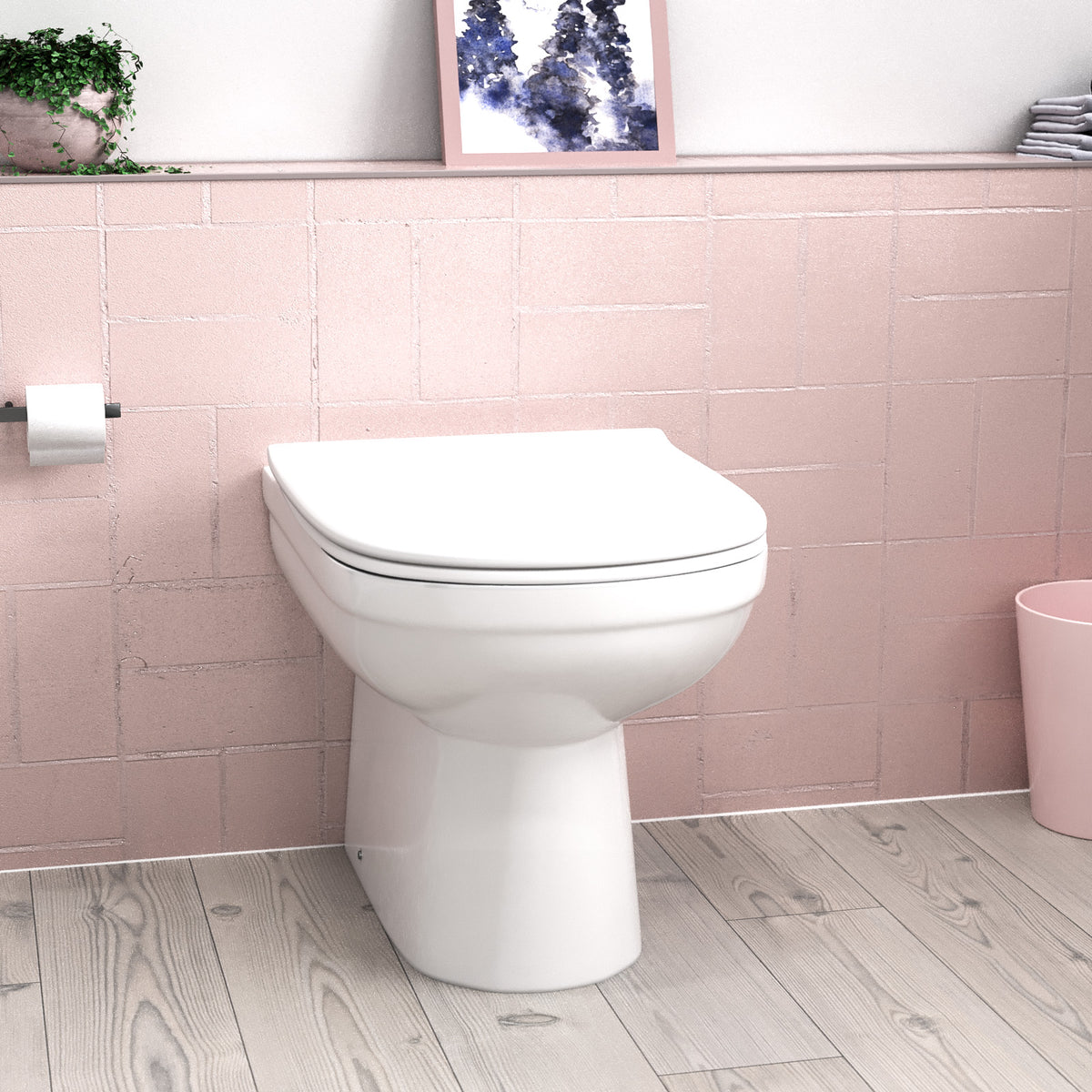 Haden Modern Back to Wall Rimless Toilet and Soft Close Seat White