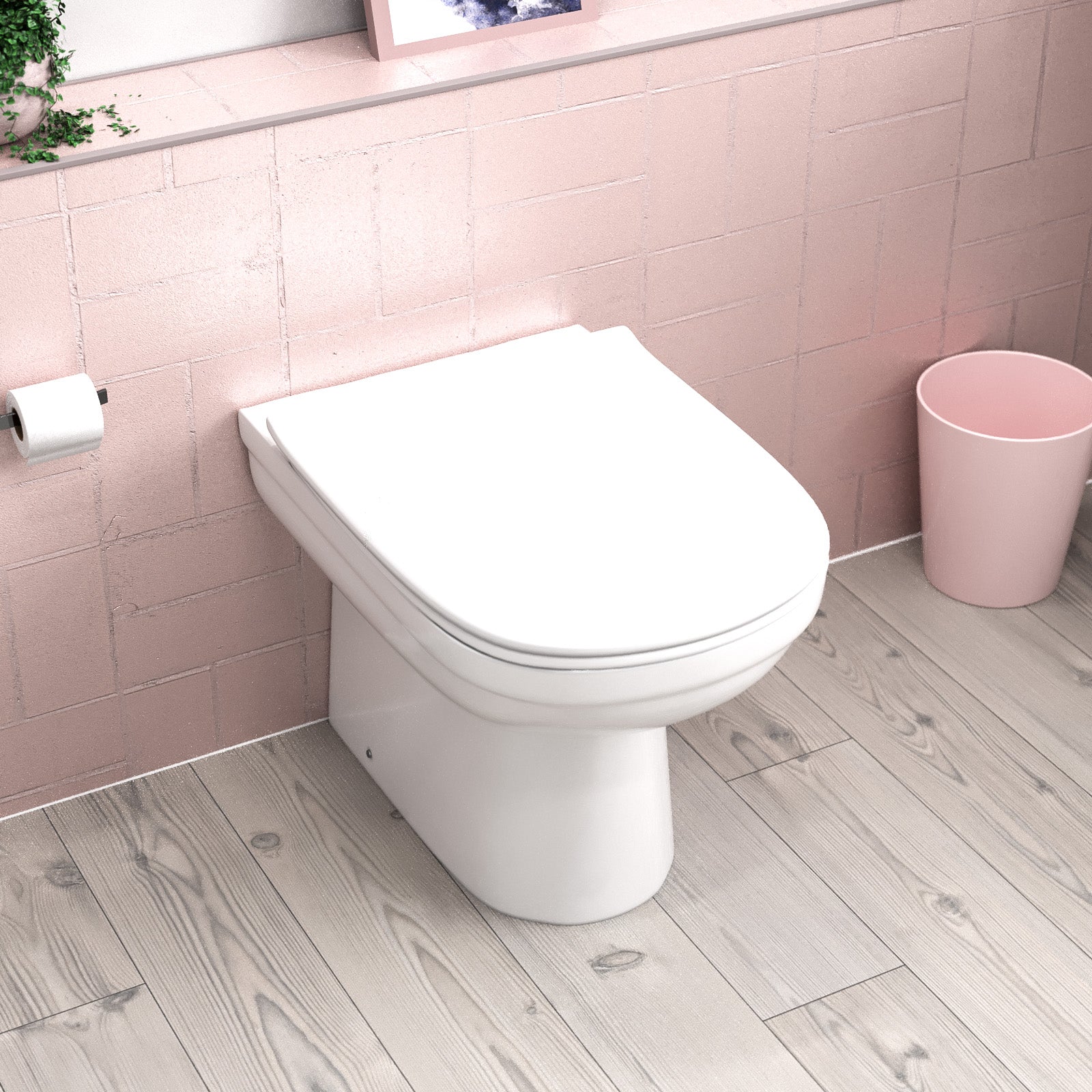 Back to Wall Modern White Ceramic Toilet Pan with Soft Closed Seat