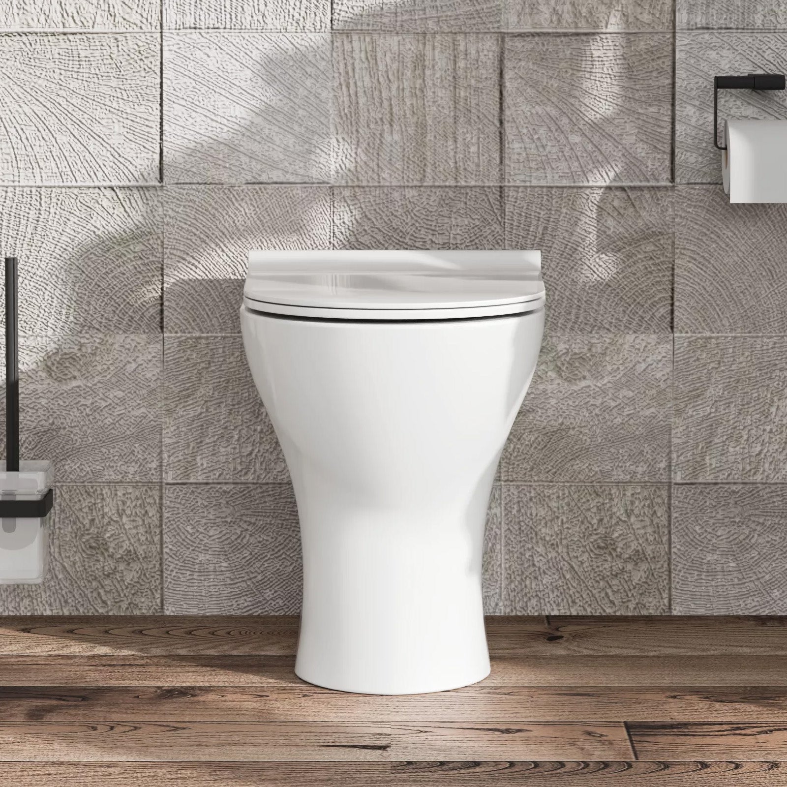 Back to Wall Rimless Toilet Pan With Soft Close Seat - White