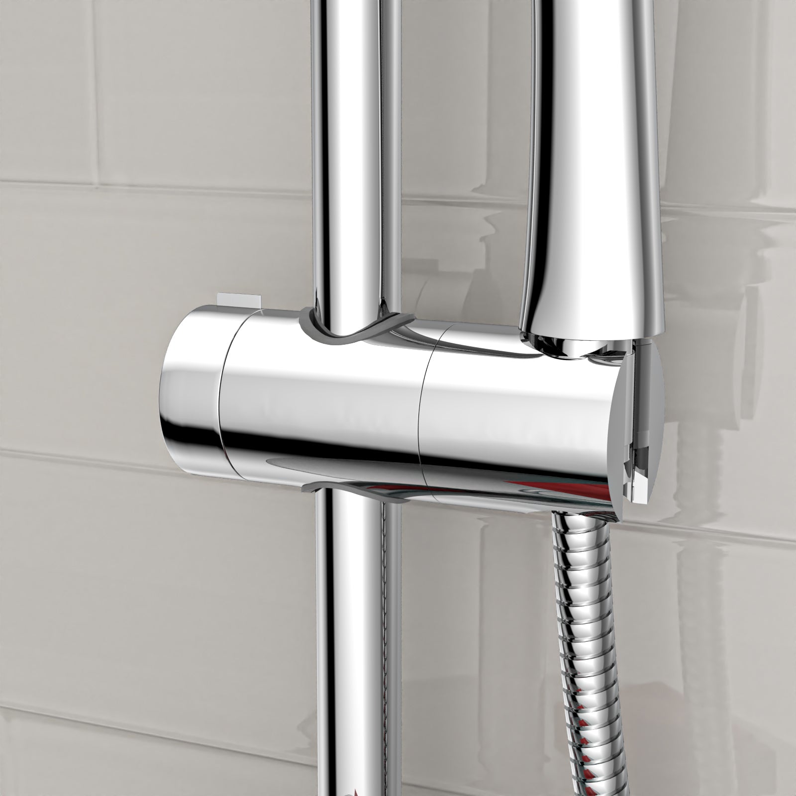 Round ABS Adjustable Showerhead Holder Slider Bracket Chrome