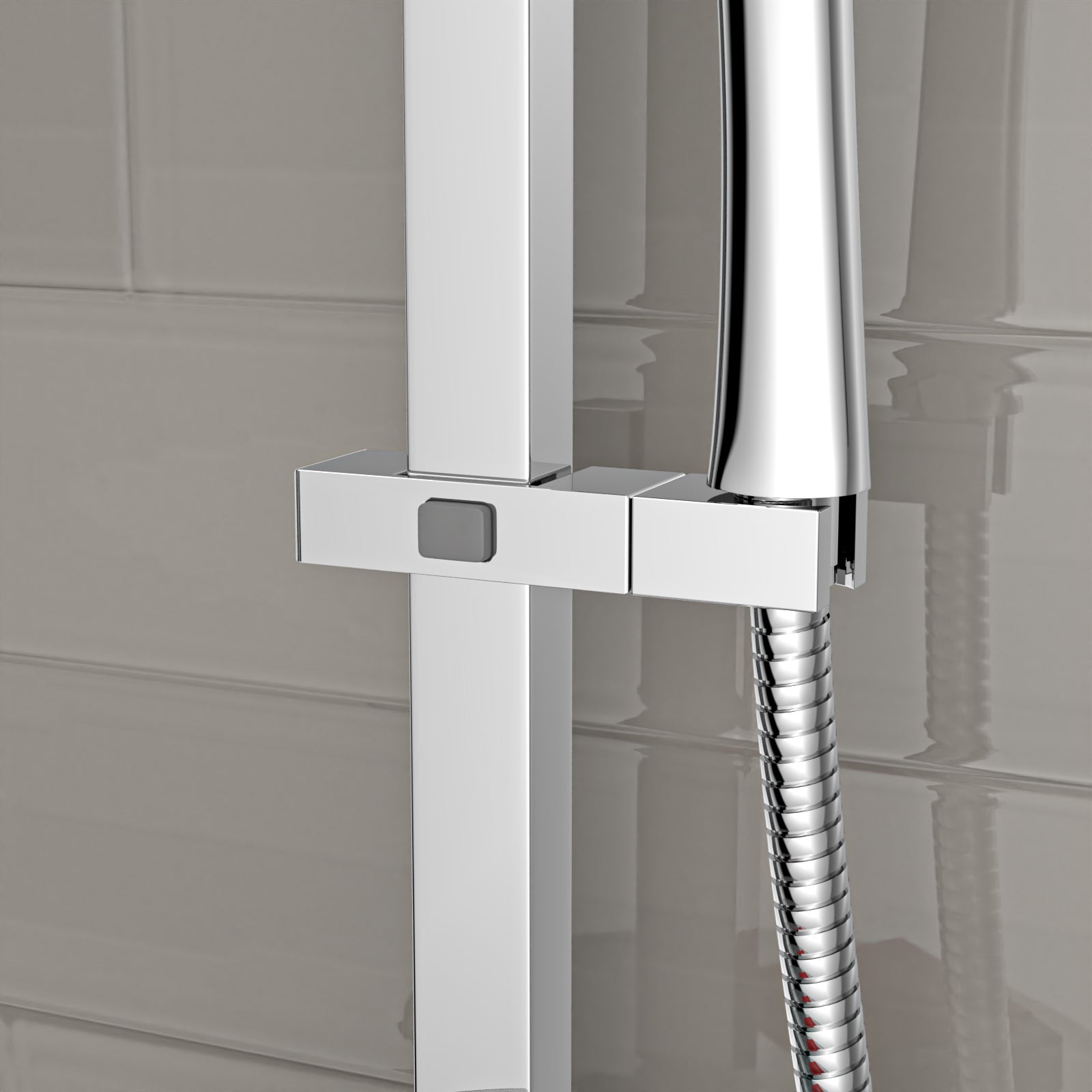 Square ABS Adjustable Showerhead Holder Slider Bracket Chrome