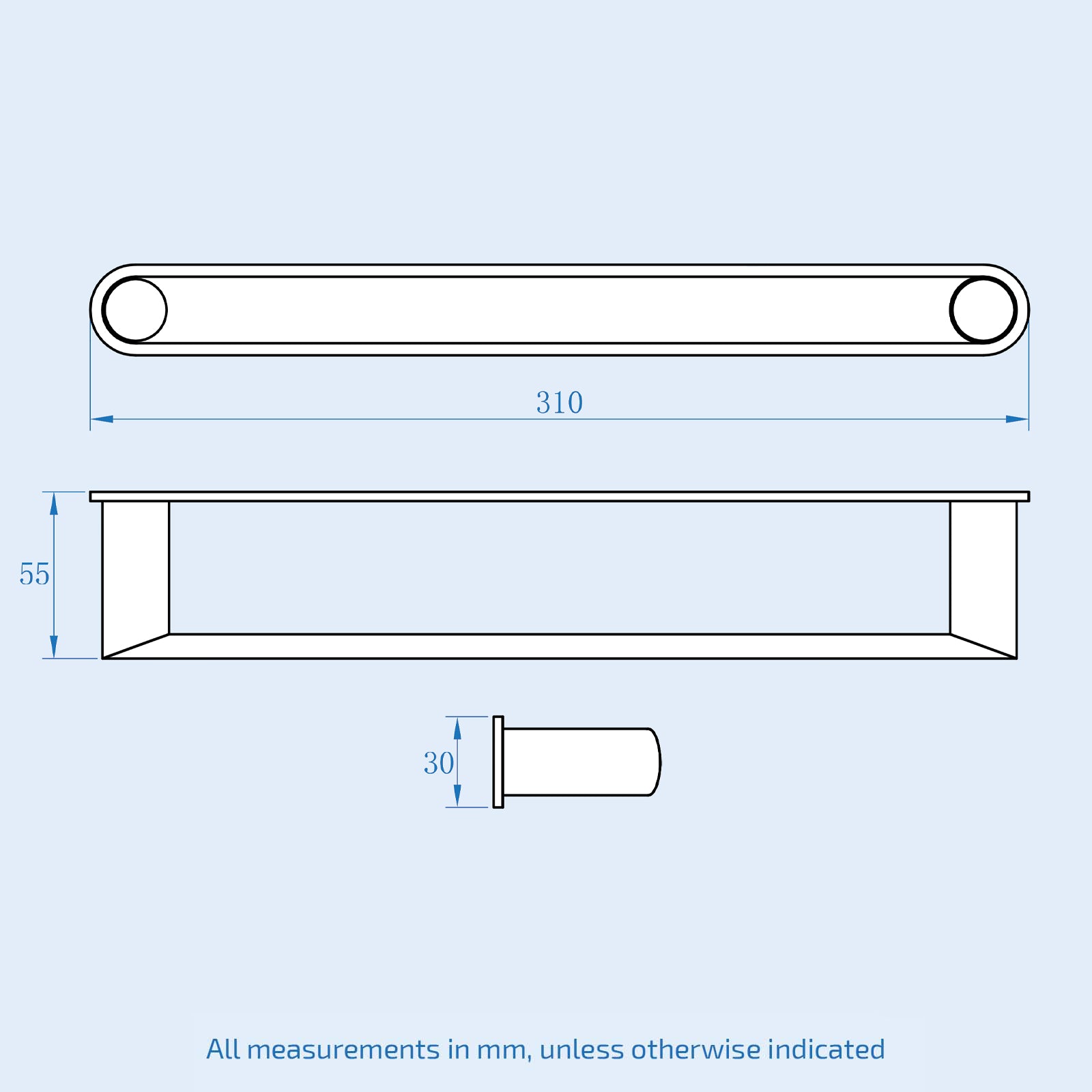 Chrome Modern Round Towel Bar Rail Holder
