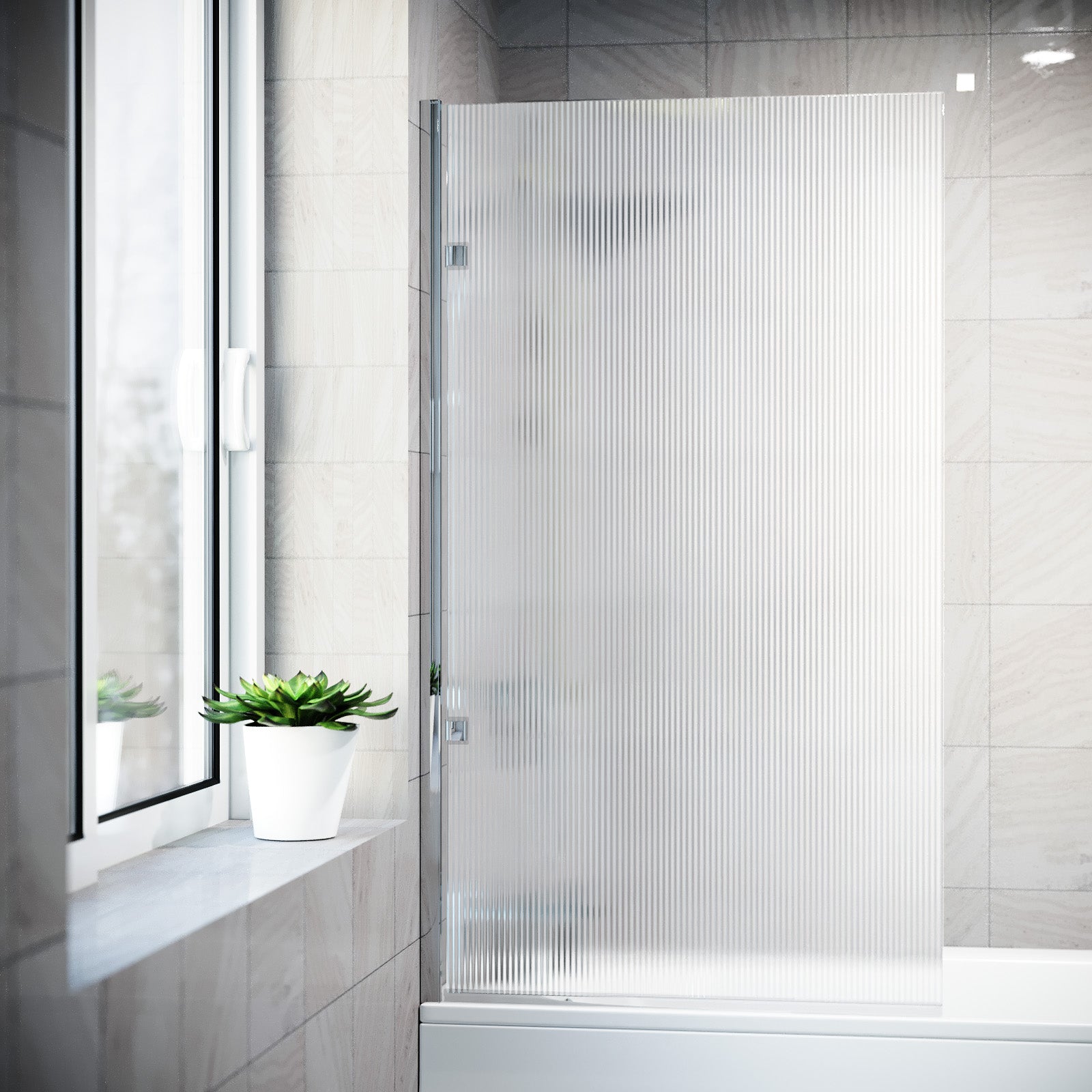 800mm Fluted Bath Screen, Easy Clean Chrome Aluminum and Parts