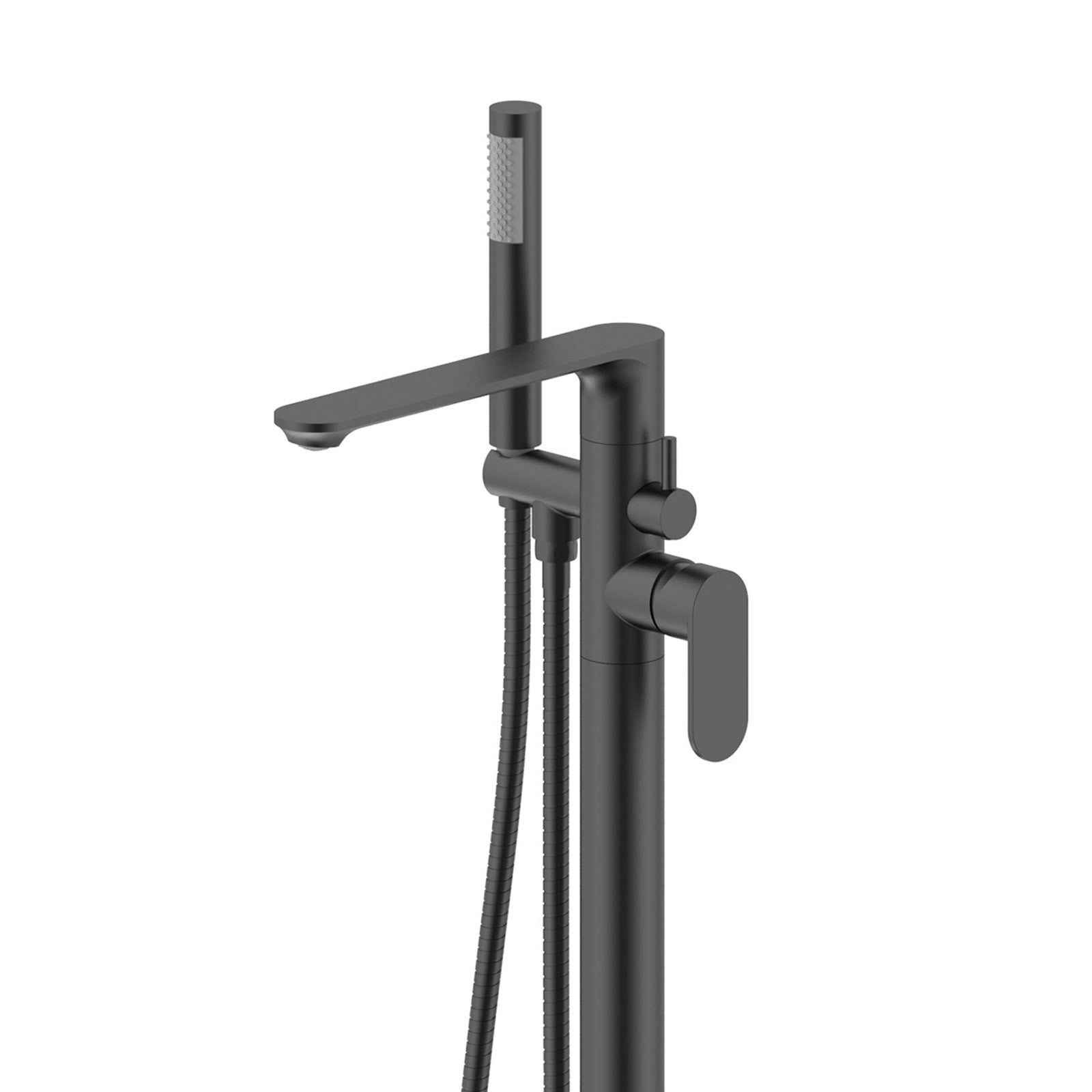 Modern Matte Black Freestanding Bath Shower Mixer Tap with Handheld Kit